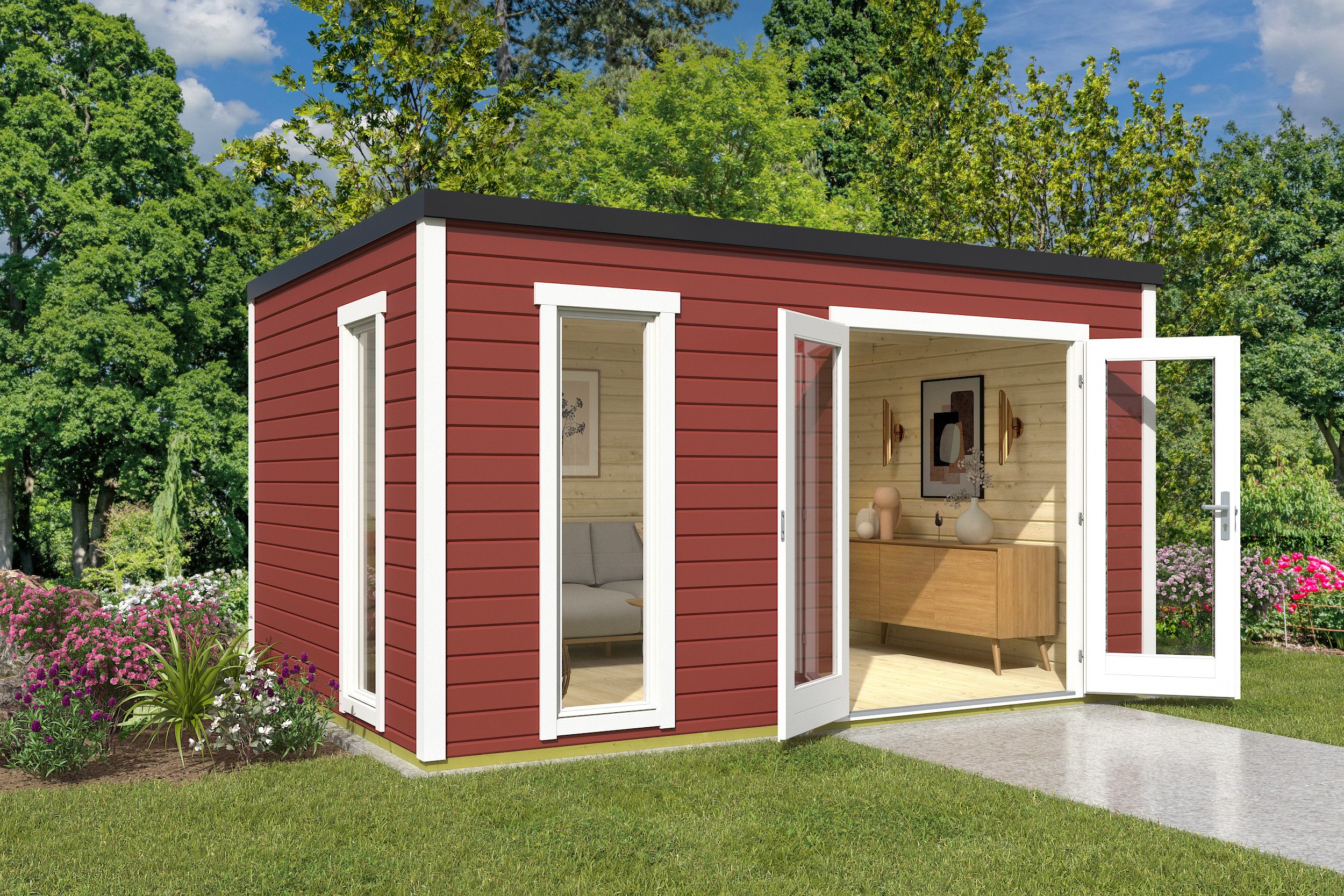 Nordic Holz Gartenhaus Palermo 4, BxT: 400x302,5 cm, mit großen Glasflächen