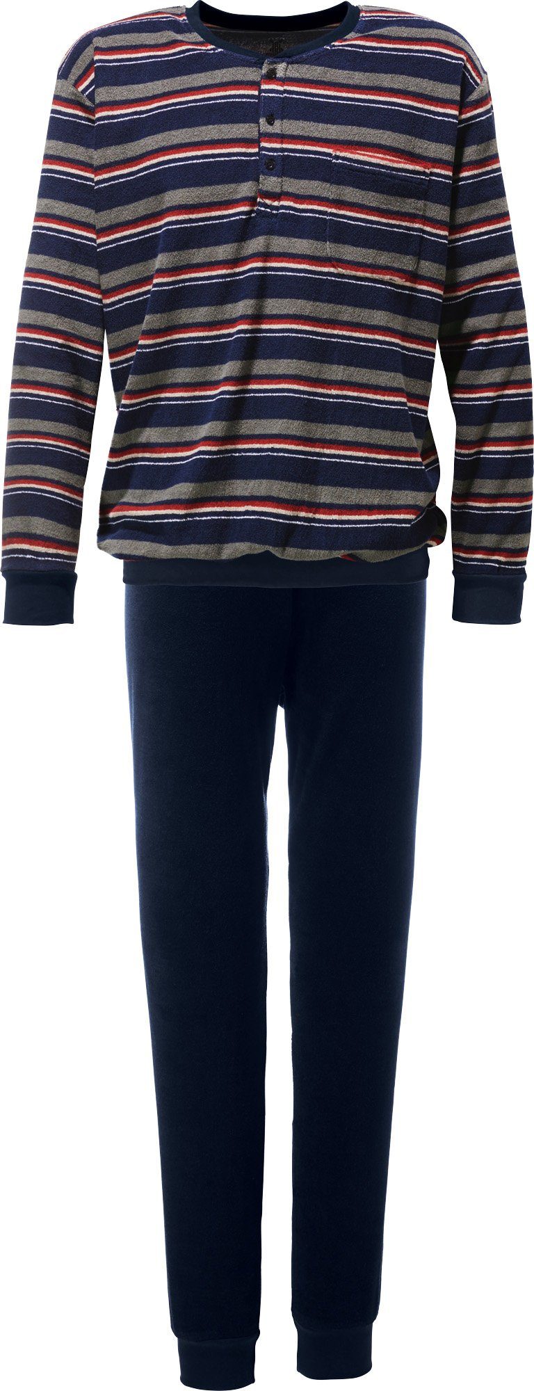 Erwin Müller Pyjama Herren-Schlafanzug Frottee Streifen günstig online kaufen