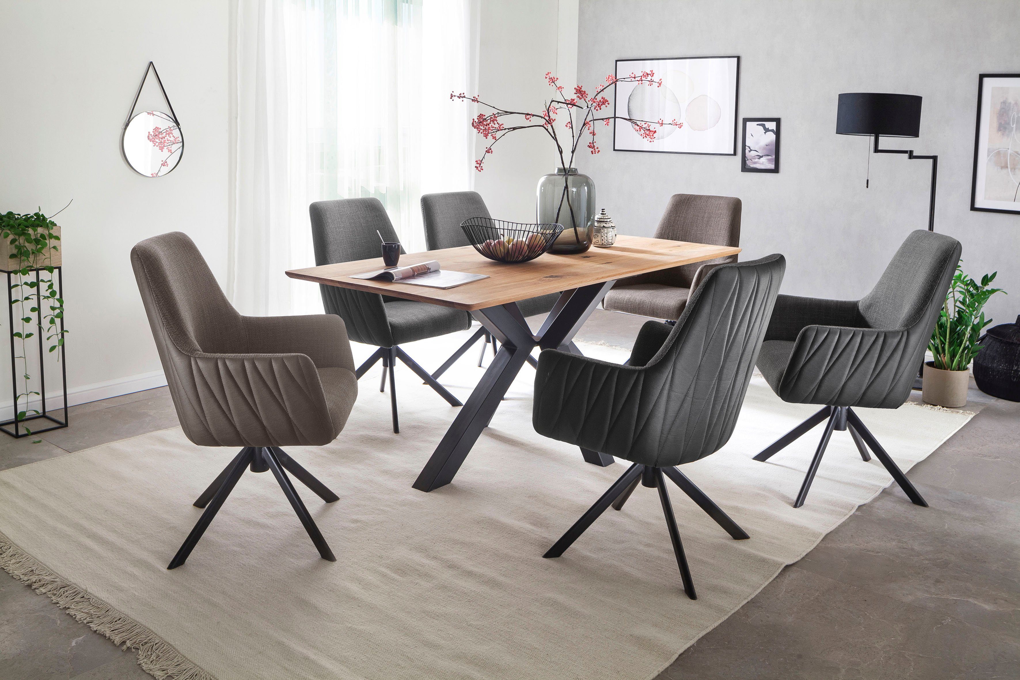 Esszimmerstuhl (Set, kg 120 furniture Reynosa Belastbar Nivellierung, 2 MCA St), 4-Fußstuhl 360°drehbar bis | Anthrazit Anthrazit mit