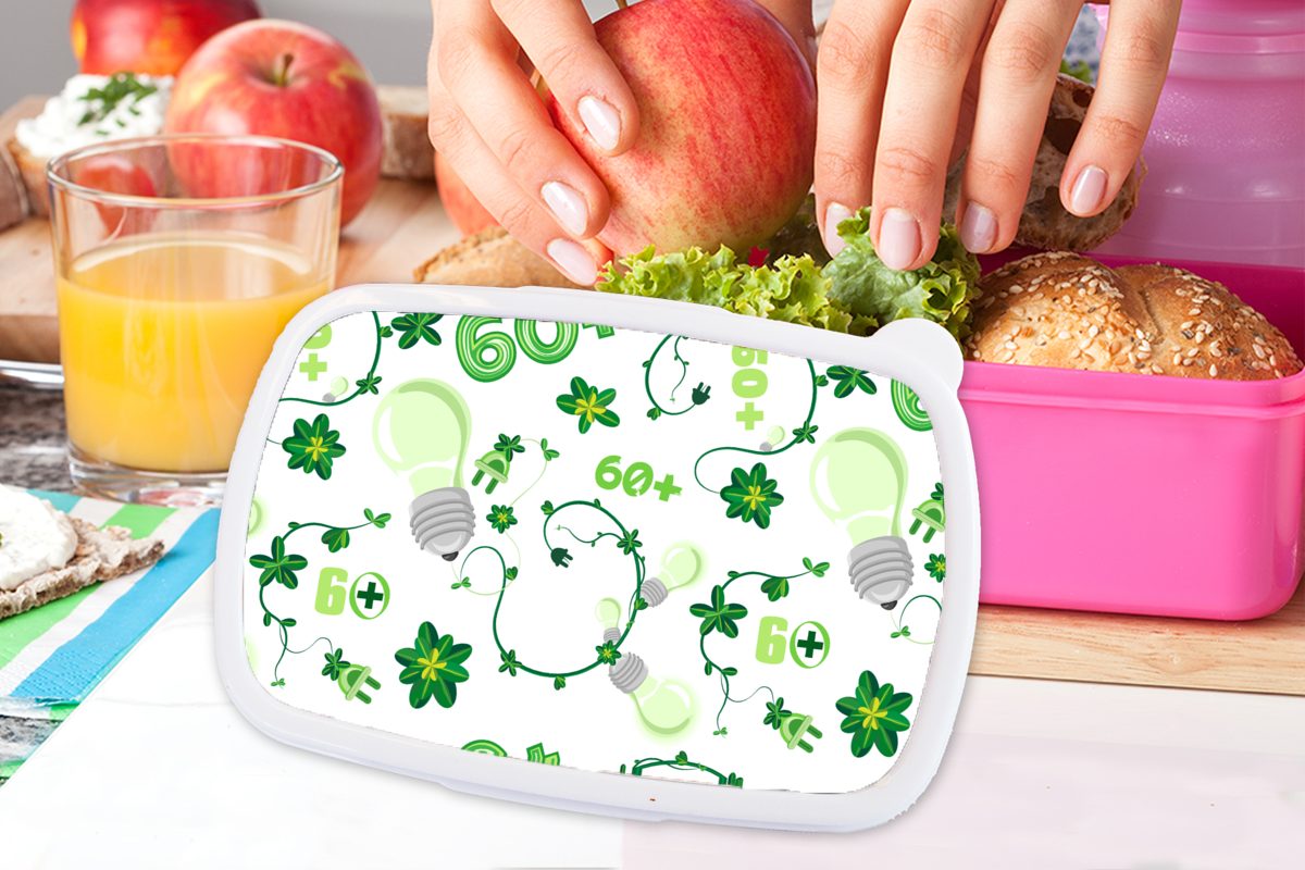 Kunststoff MuchoWow Snackbox, für Erwachsene, Brotdose Lunchbox Pflanzen Brotbox rosa Lampen (2-tlg), - Muster, Kunststoff, Mädchen, Kinder, -