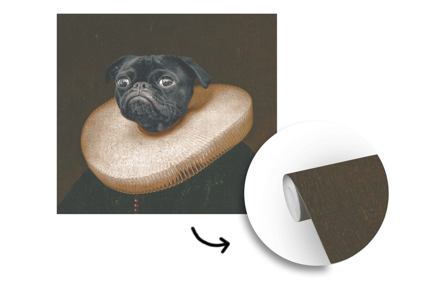 (5 Tapete oder Hund Matt, für bedruckt, - - MuchoWow Wandtapete Vinyl St), Schlafzimmer, Kleidung Mittelalter, Fototapete Wohnzimmer