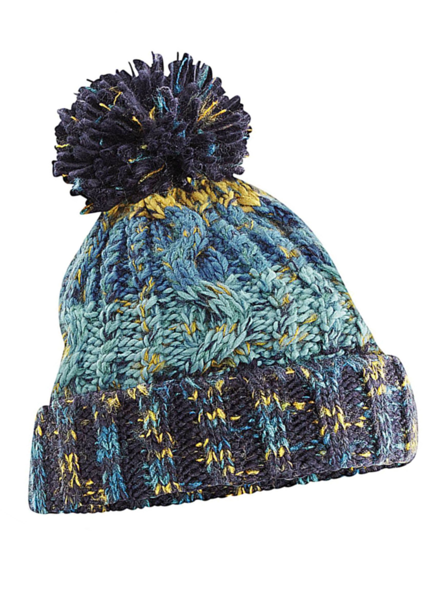 Neverless Strickmütze Damen Strickmütze Grobstrick Bunt Gemustert Fleecefutter Wintermütze