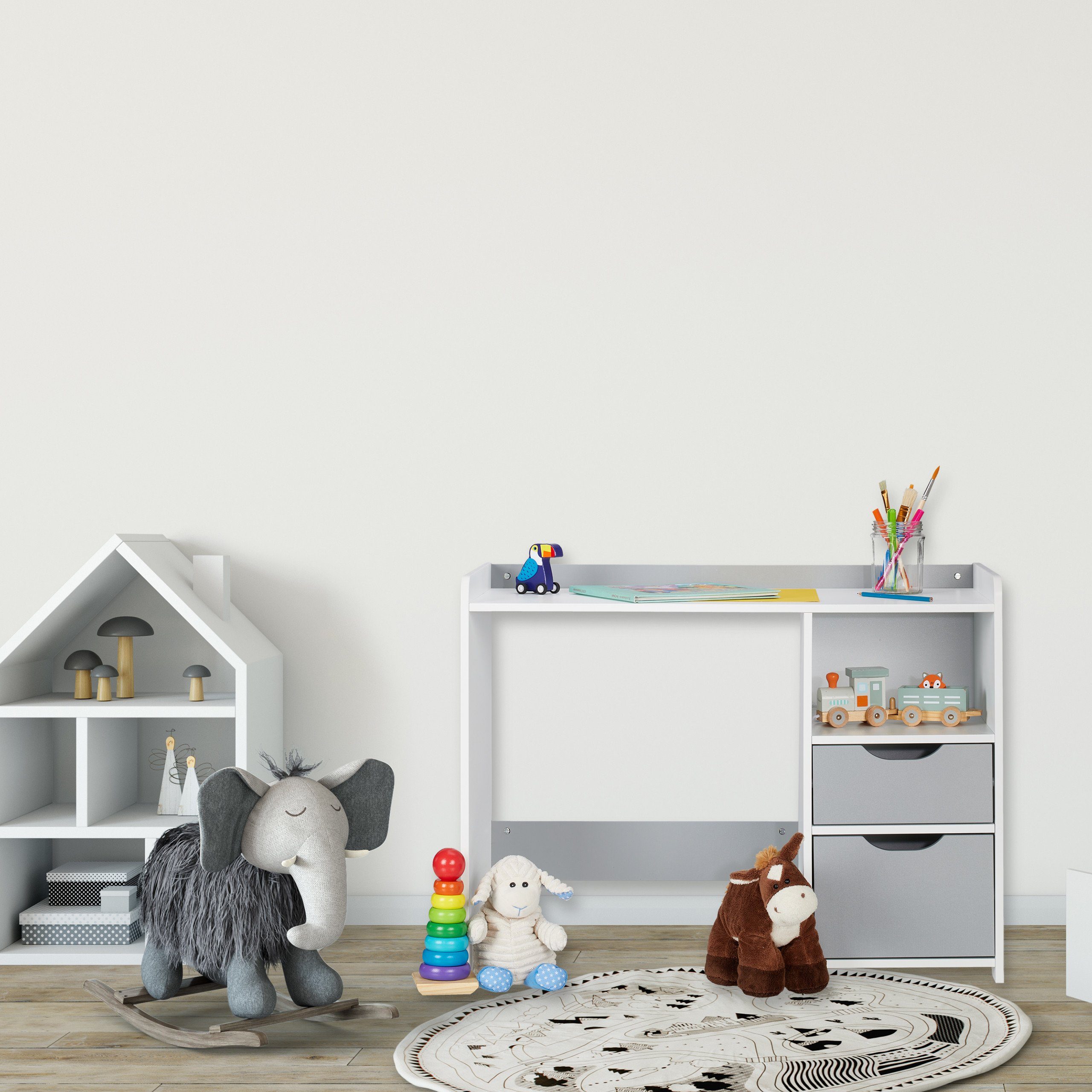 relaxdays Kinderschreibtisch Schreibtisch für Kinder mit Schubladen günstig online kaufen