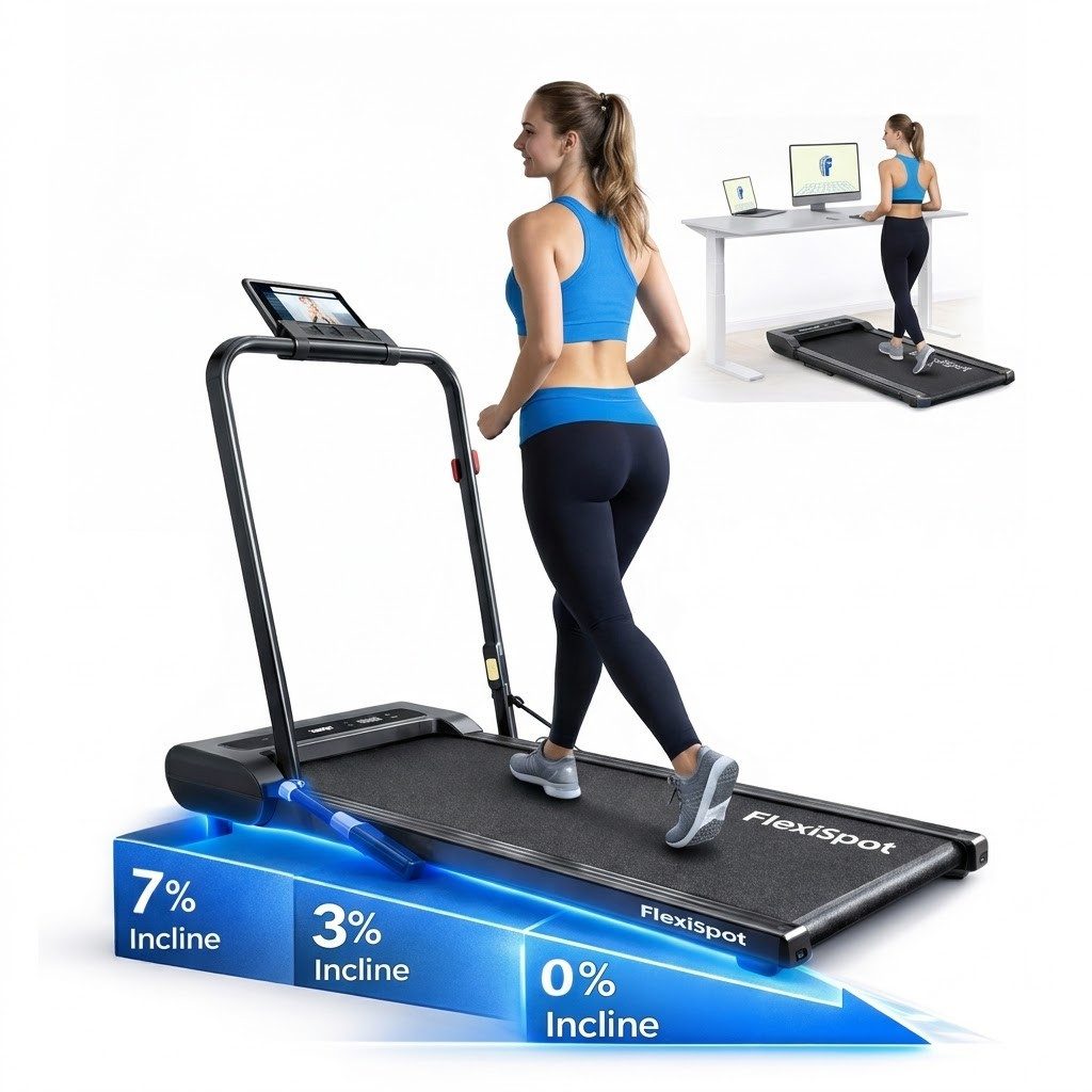 FLEXISPOT Laufband Klappbares Laufband Walking/Jogging Pad (LED-Display & Kabellose Fernbedienung, rutschfest & gedämpft, Mit Schmiermitteln), für Zuhause & Büro, Max. 140 KG, APP-Funktion