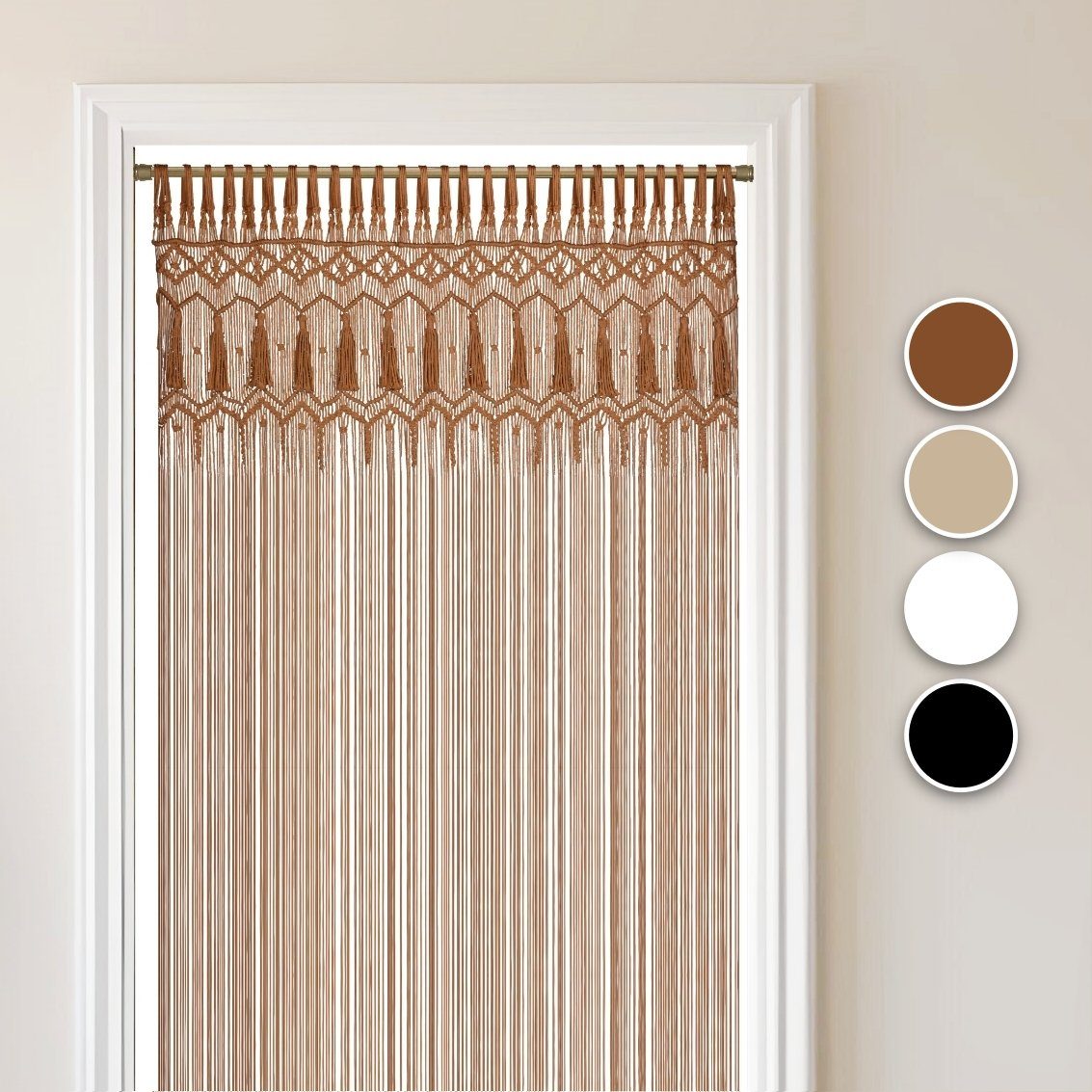 Cozyor Türvorhang Makramee 132 x 200 cm Boho Vorhang Fenstervorhang Перегородки (1 St), Schlaufen, Baumwolle, braun Schlaufen Wandteppich Wandbehang Raumtrenner Hochzeit