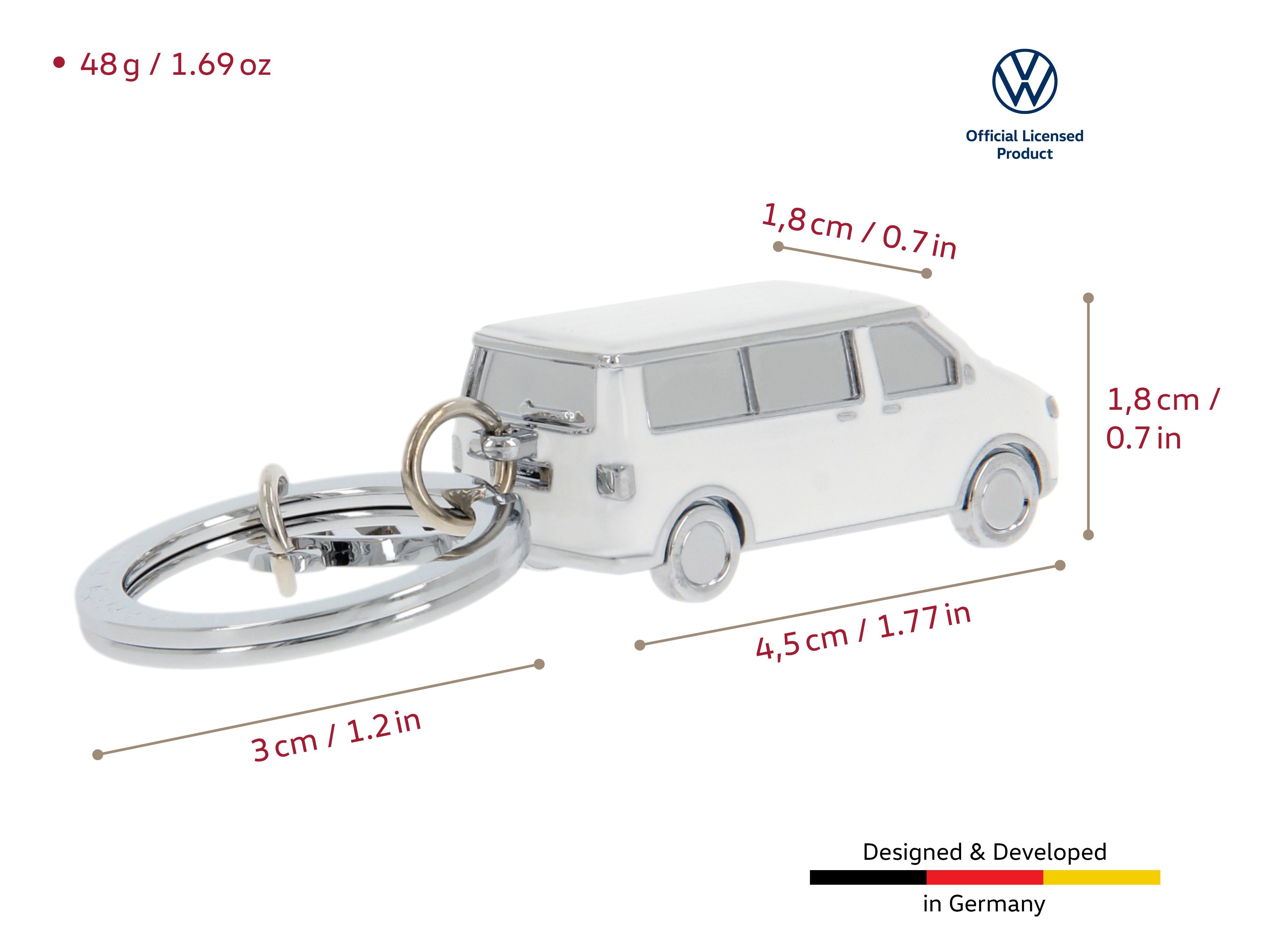 VW Collection by Design BRISA weißen Schlüsselring, Bus T5 Bulli Accessoire Schlüsselanhänger Volkswagen im Schlüsselbund