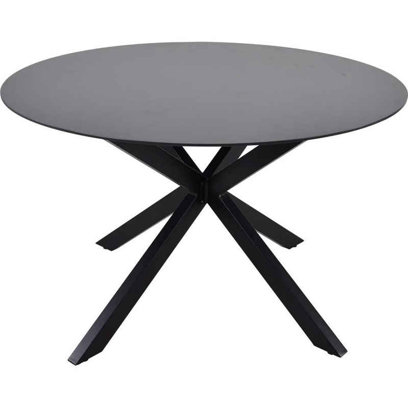 Lesli Living Gartentisch Tafel Kaffeetisch Tisch rund ø120x71 cm Aluminium Glas
