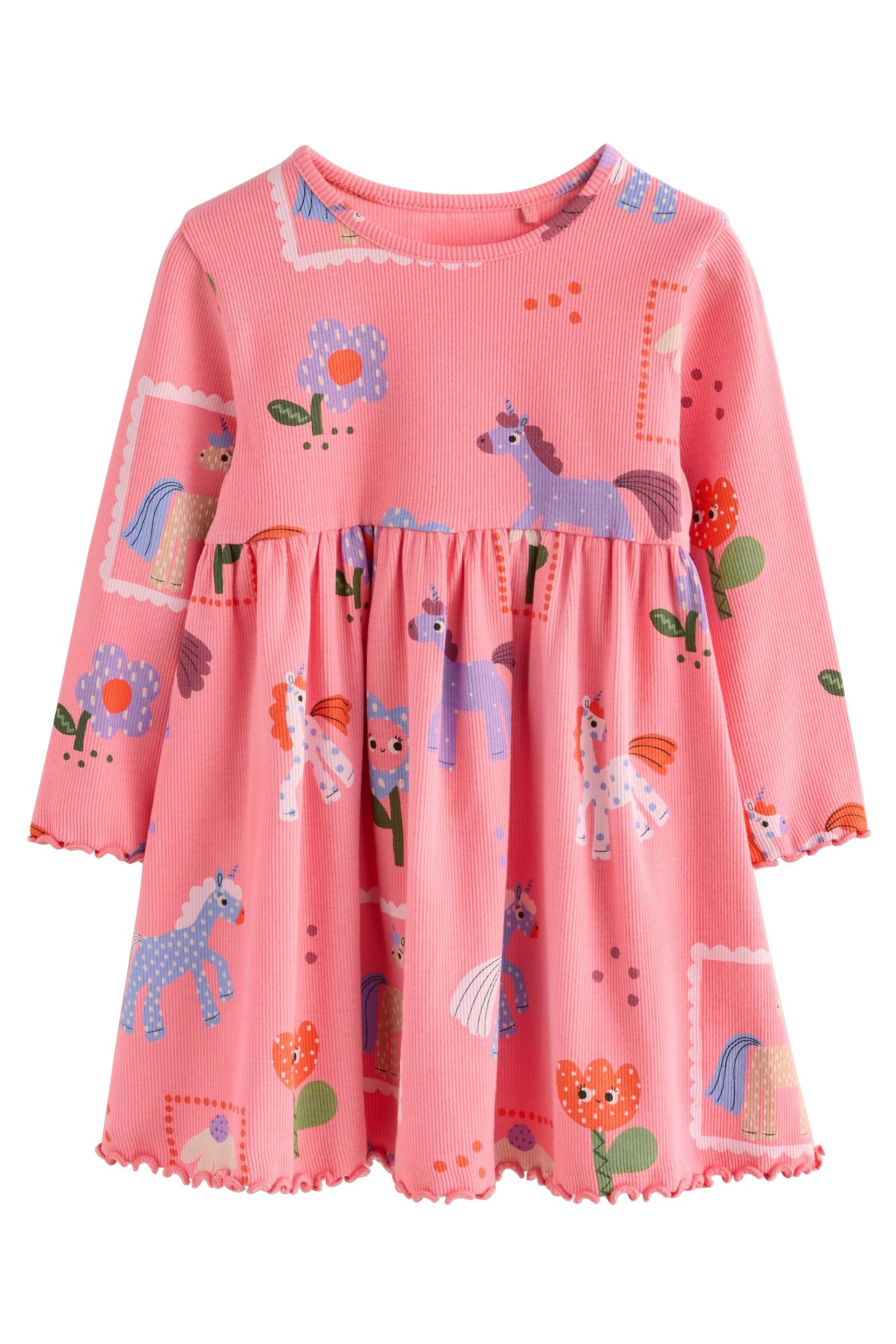 Next Blusenkleid Geripptes Langarmkleid (1-tlg) günstig online kaufen