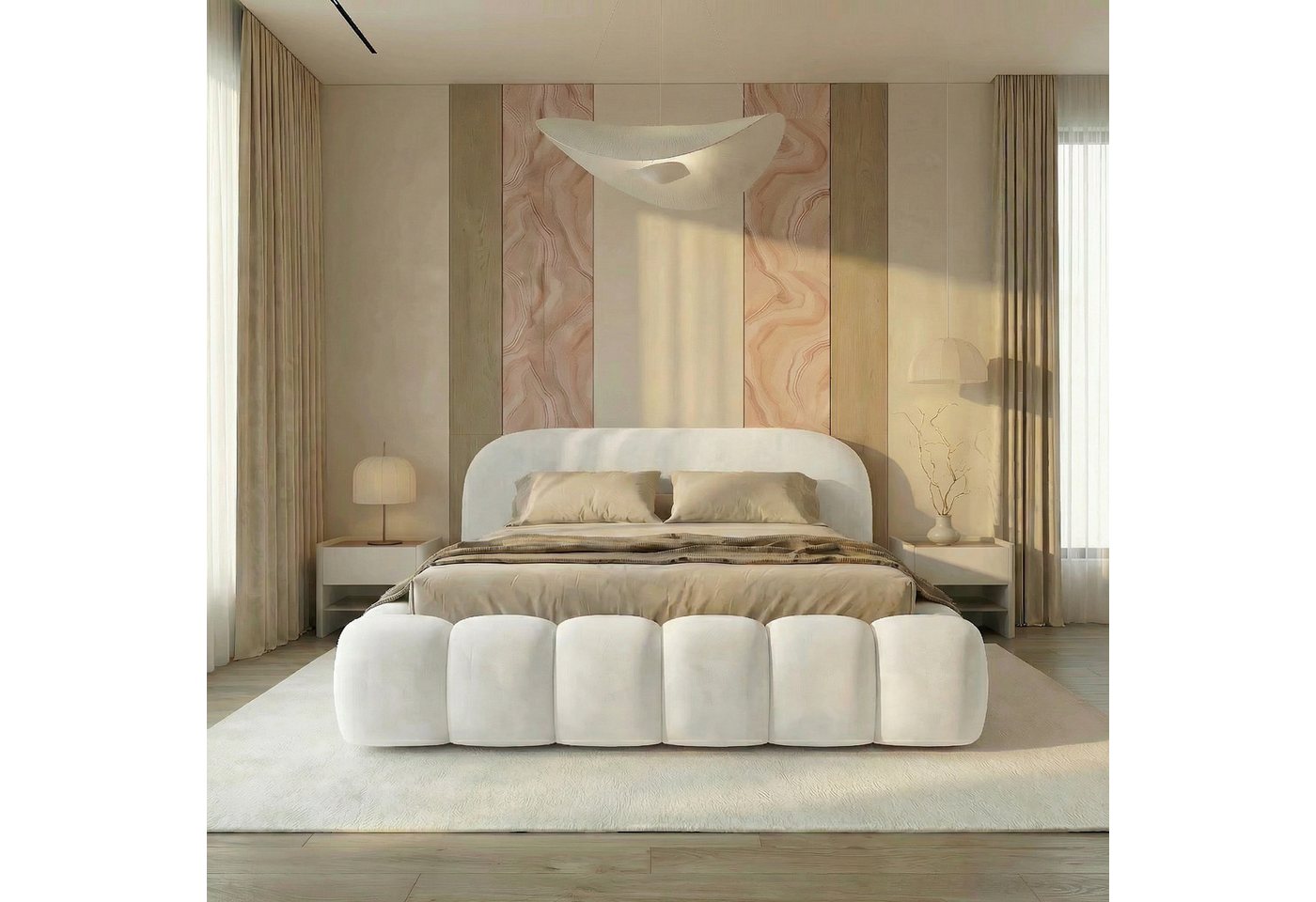 thematys Polsterbett mit Bettkasten, CLOUD 140x200 160x200 180x200 200x200cm (Kopfteil im Oversize-Look und Stauraum – weich, modern und pflegeleicht), Inklusive Lattenrost)