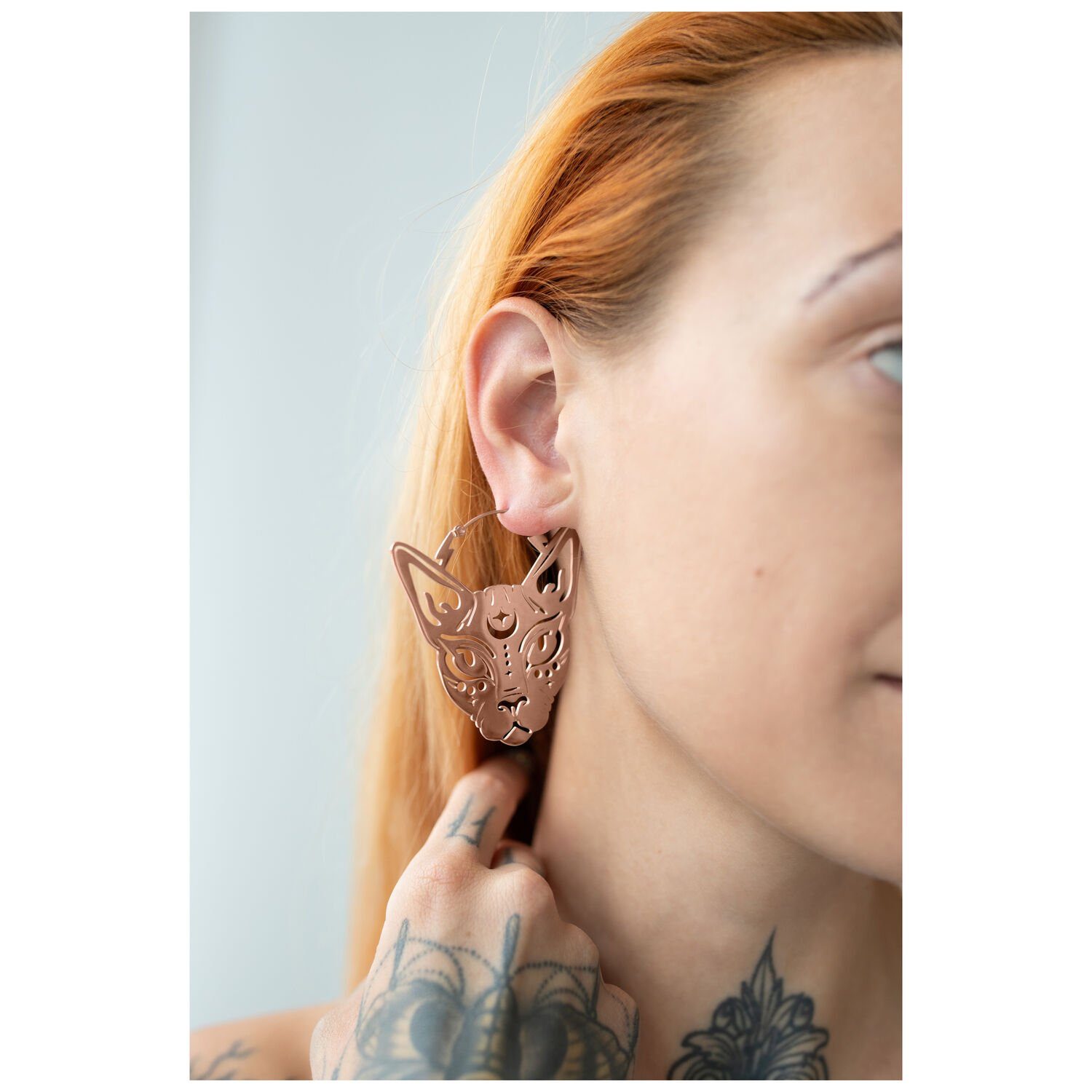 Wildcat Paar Ohrhänger Sphynx Hoops, wasserfest, langlebig, hautverträglich