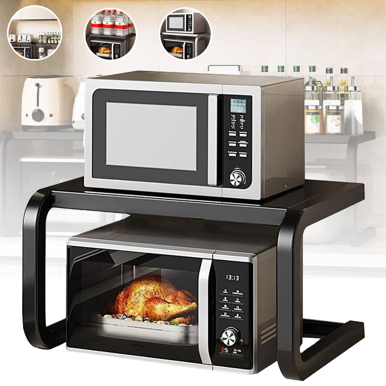 MODFU Küchenregal Metall 2 stufiges Mikrowellenständer Standregal Küche, Bä günstig online kaufen