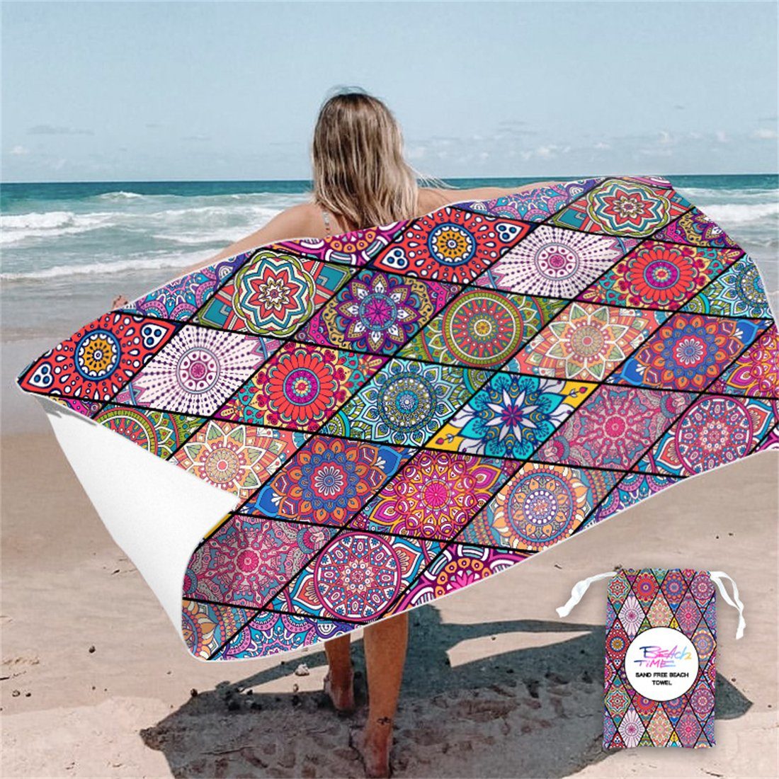 YOOdy~ Strandtücher Strandtuch,strandhandtuch (1-St), 80 x 160 cm,schnell trocknet Diamant Ethnischer Stil