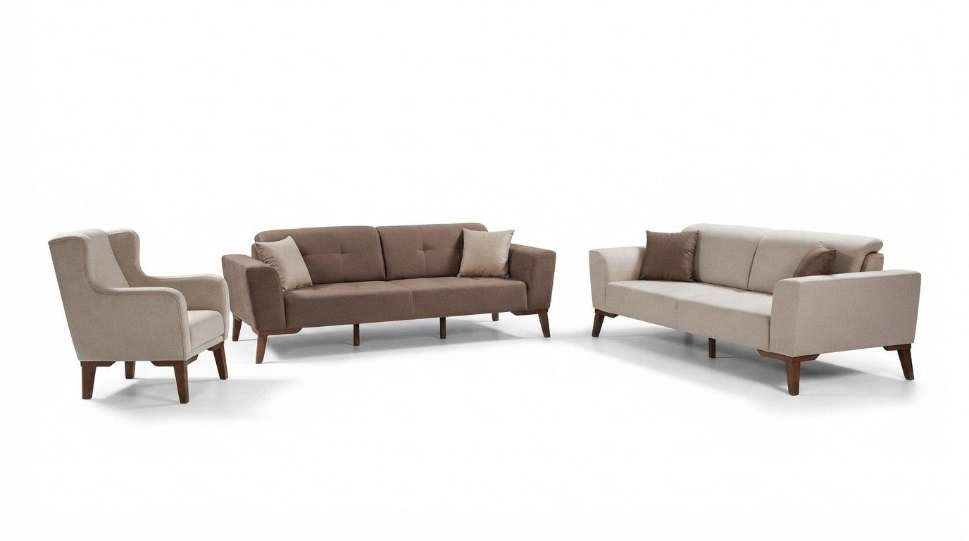 Xlmoebel Polstergarnitur Sofagarnitur 3+3+1 Sitzer Textil Couchgarnitur für Wohnzimmer, (Sofagarnitur, 3-tlg., 3+3+1 Sitzer), Made in Europa