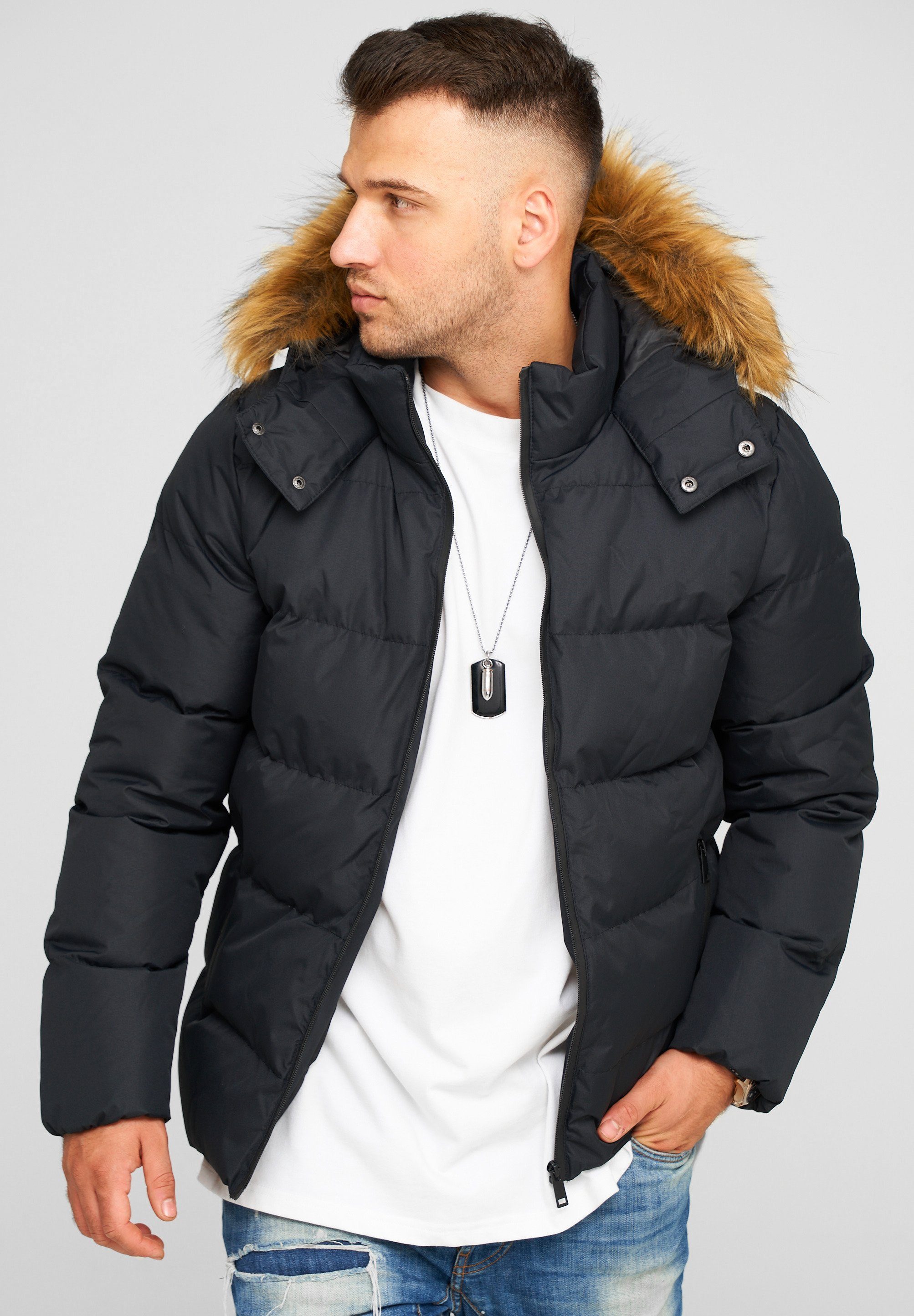 behype Steppjacke BHBROWNS mit kuscheliger Kapuze