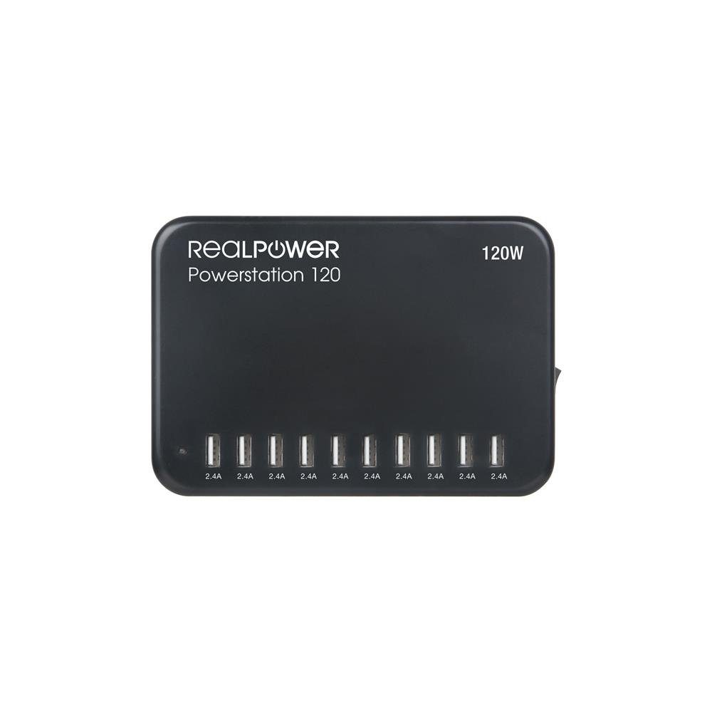 Realpower Power Station 120 Ladestation (10 x USB Port, 120 W, inkl. Netzteil)