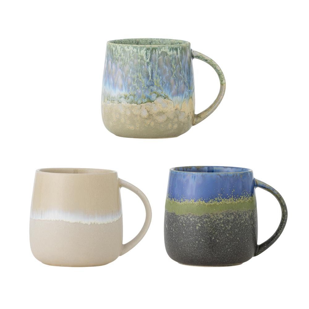 Bloomingville Becher Cloe, 3er Set, Steingut, Blau, Steingut, 460 ml