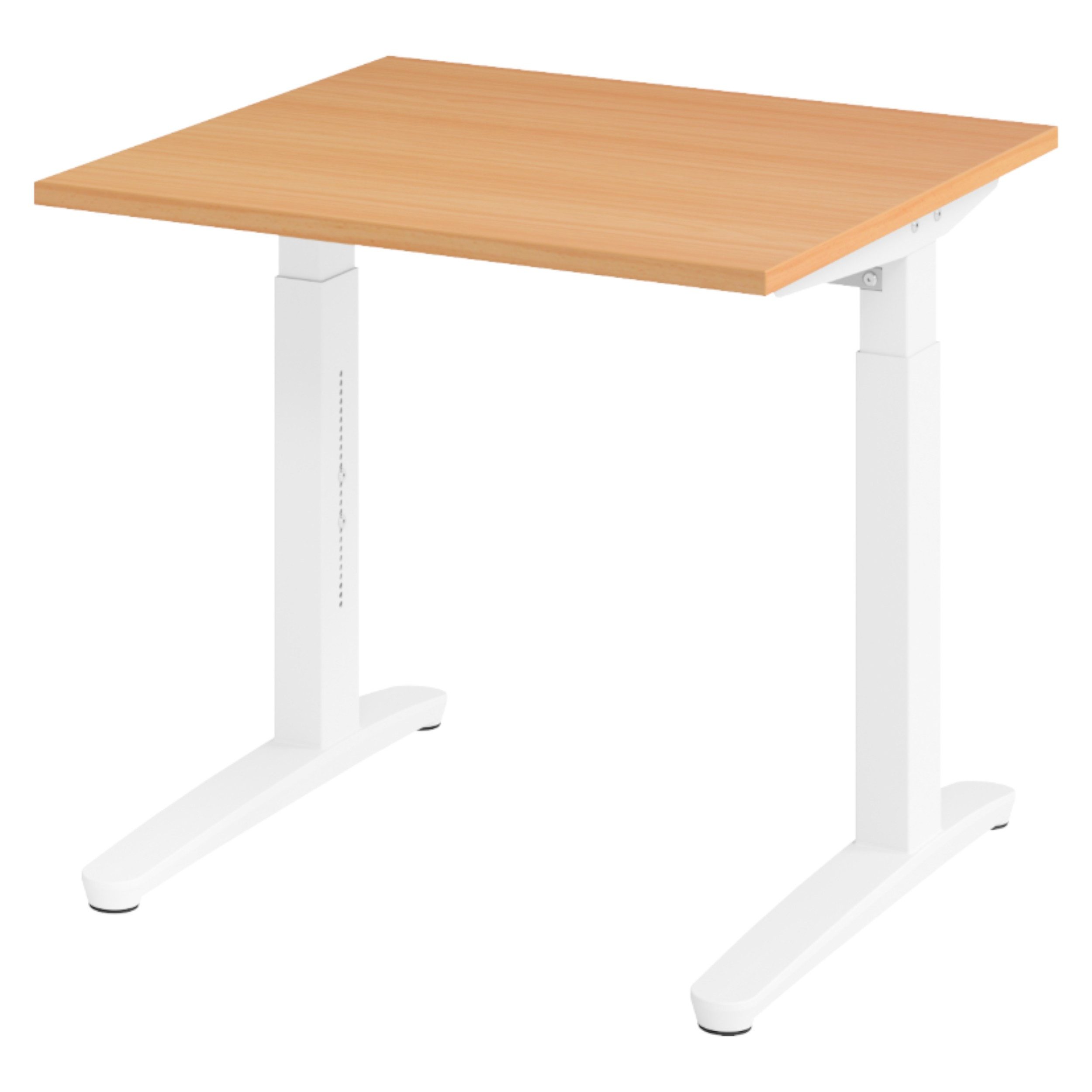bümö Schreibtisch XB-Serie, Quadrat: 80 x 80 cm - Dekor: Buche - Gestell: Weiß