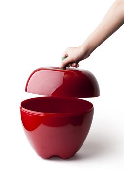 Qualy Design Aufbewahrungsbox Behälter Happle Rot (ca. Ø 30 x 35 cm, für ca. 3,5 Liter, 1 St., Kunststoff), Vorratsbehälter, Apfel-Form, Tablett, Servierschale, lebensmittelecht