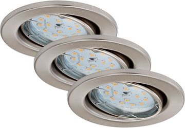 Briloner Leuchten LED Einbauleuchte 7219-032, LED wechselbar, Warmweiß, matt-nickel, GU10, Einbaustrahler, Einbauspot