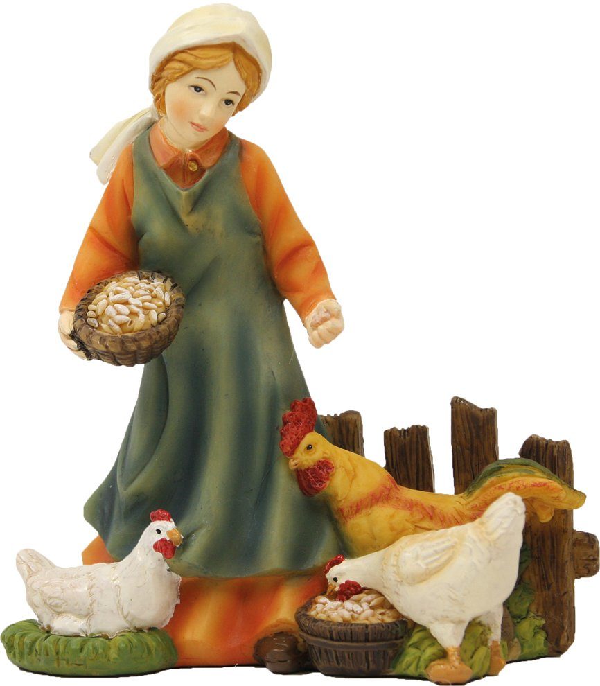 dekoprojekt Krippenfigur Krippenfigur Magd mit Hühnern (1 St)