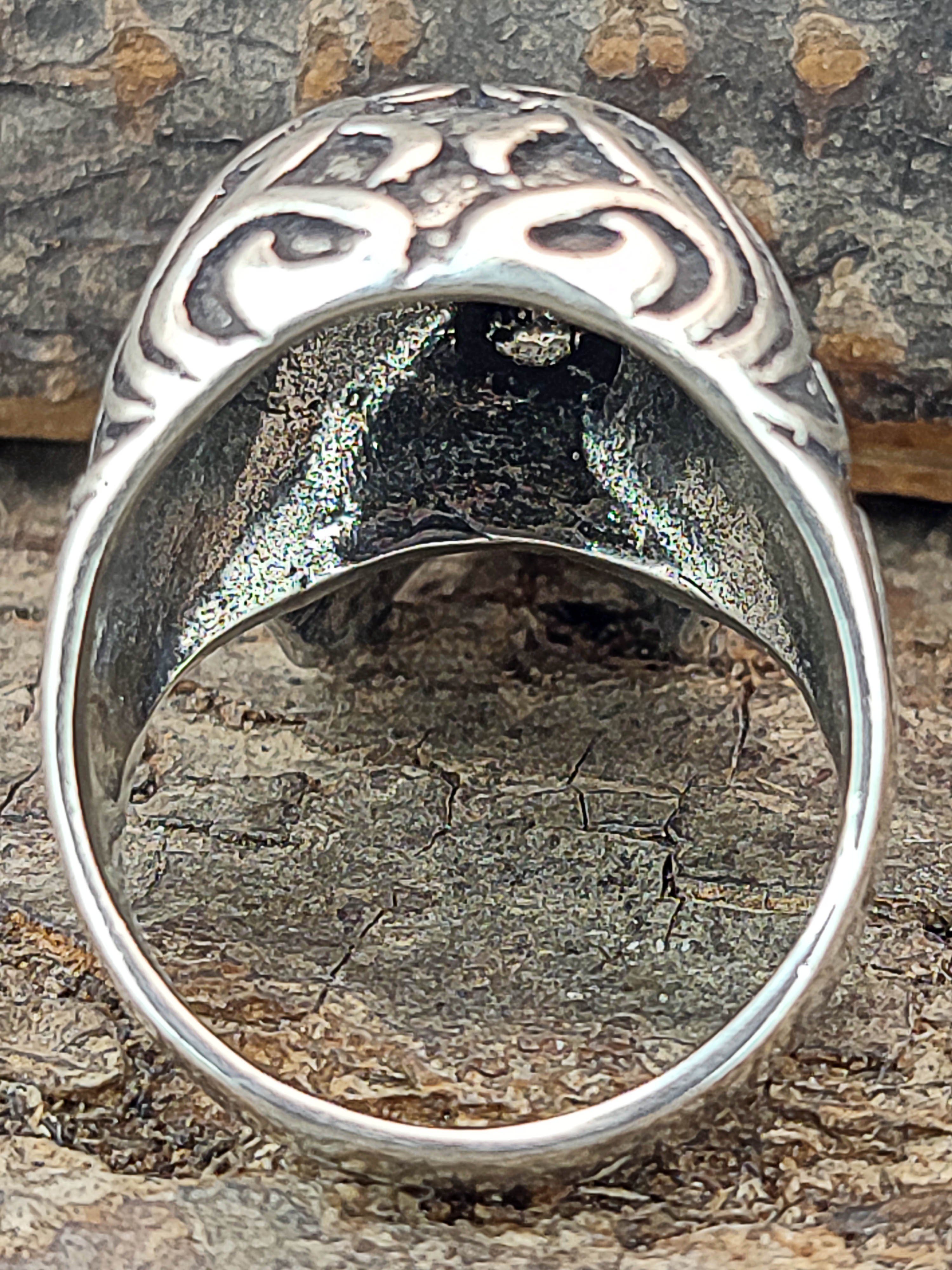 Ring Gr. of Silberring Leather - Kiss 60-74 Totenkopf, (tk7) Silber