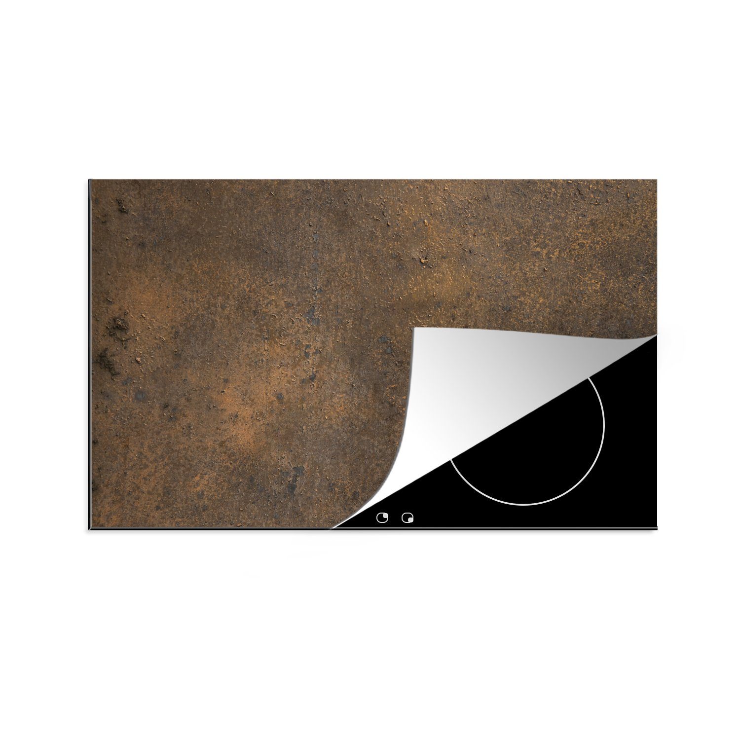 MuchoWow Herdblende-/Abdeckplatte für Induktionskochfeld Schutz Ceranfeldabdeckung die - Rostdruck - 81x52 Vinyl, tlg), (1 cm, küche, Braun, Eisen