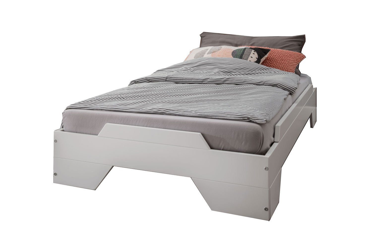 Main Möbel Stapelbett Bett 90x200cm 'Pisa' Buche massiv weiß lackiert