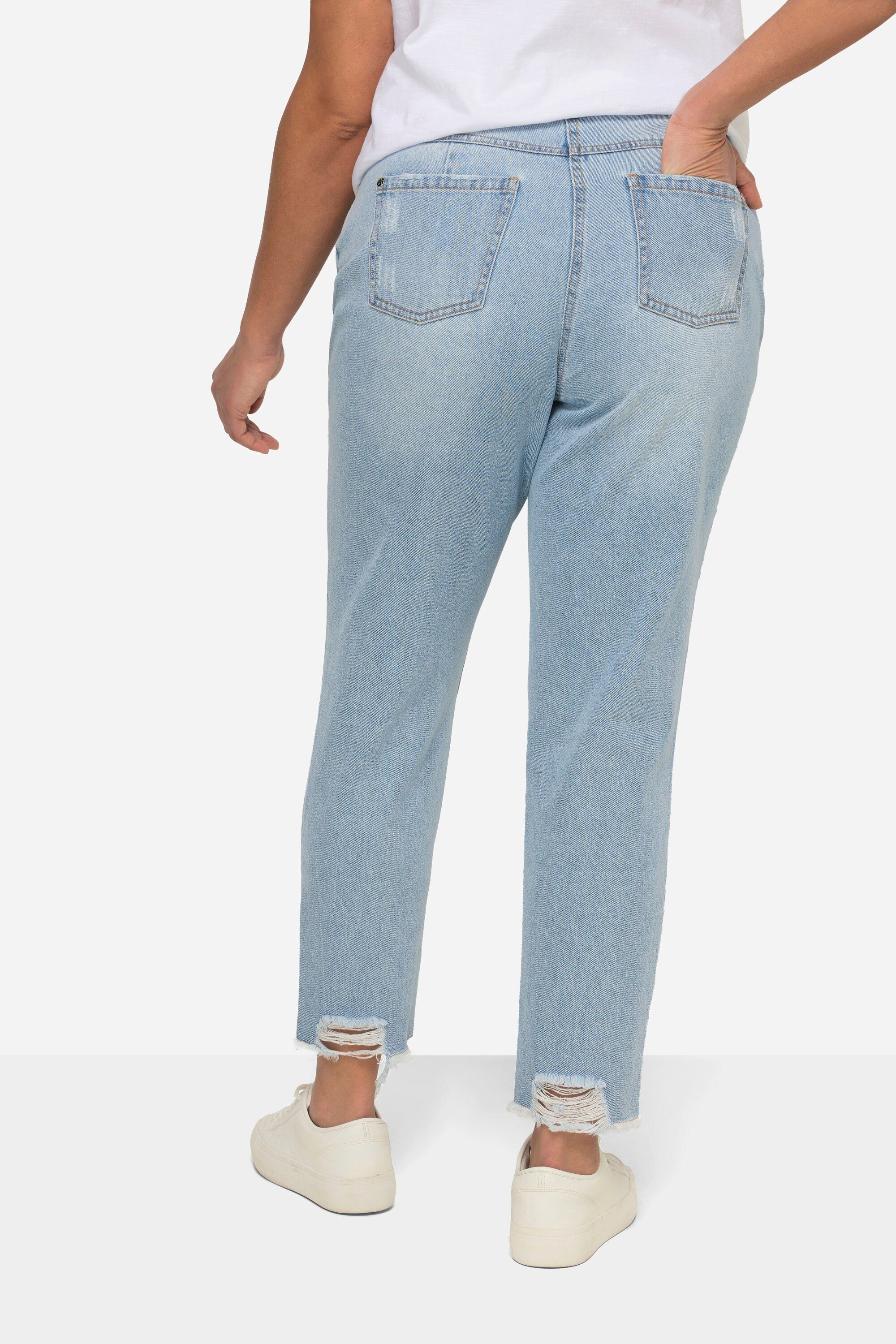 Angel of Style Röhrenjeans Mom-Jeans Destroy-Effekte Fransensaum 5-Pocket