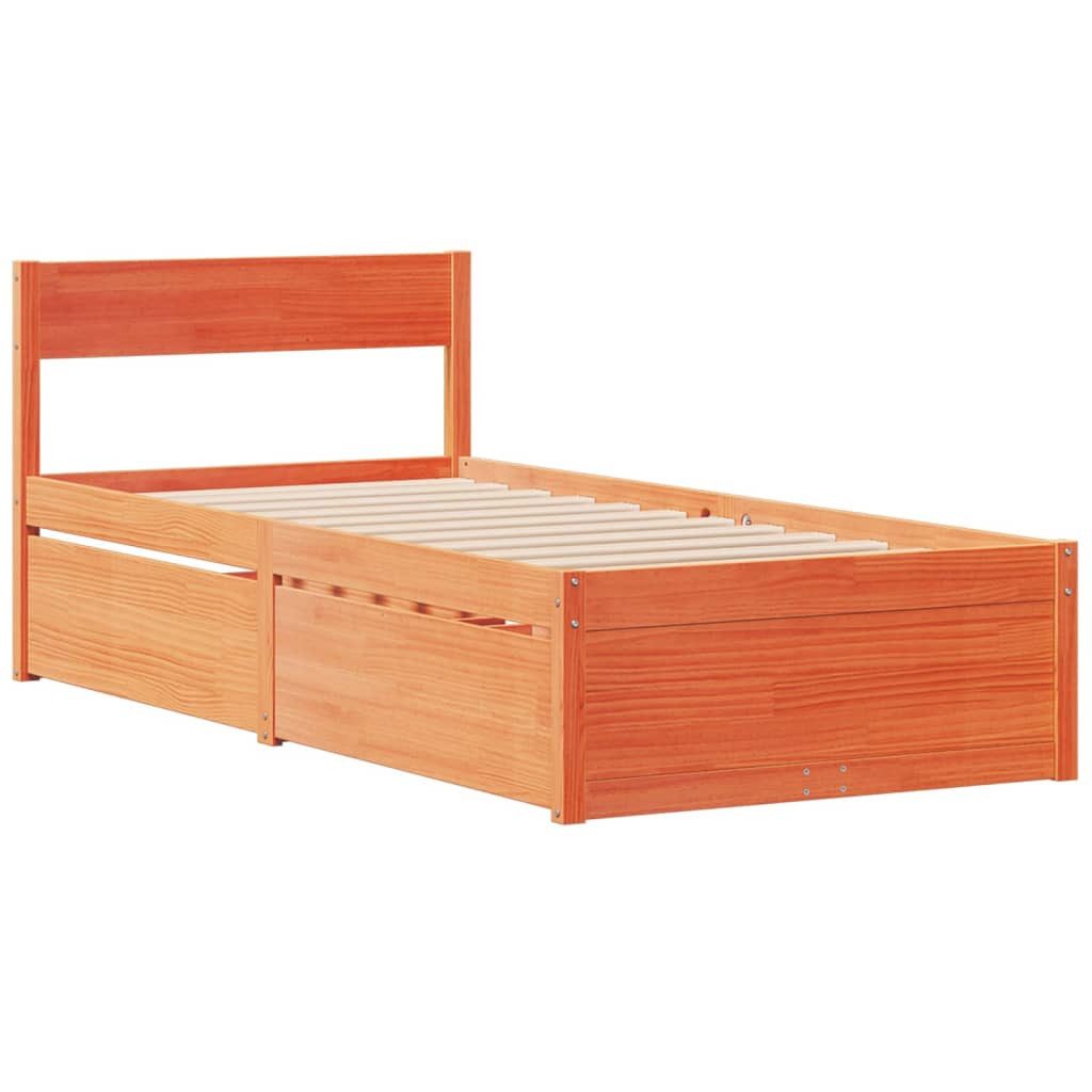 vidaXL Bett Massivholzbett ohne Matratze Wachsbraun günstig online kaufen