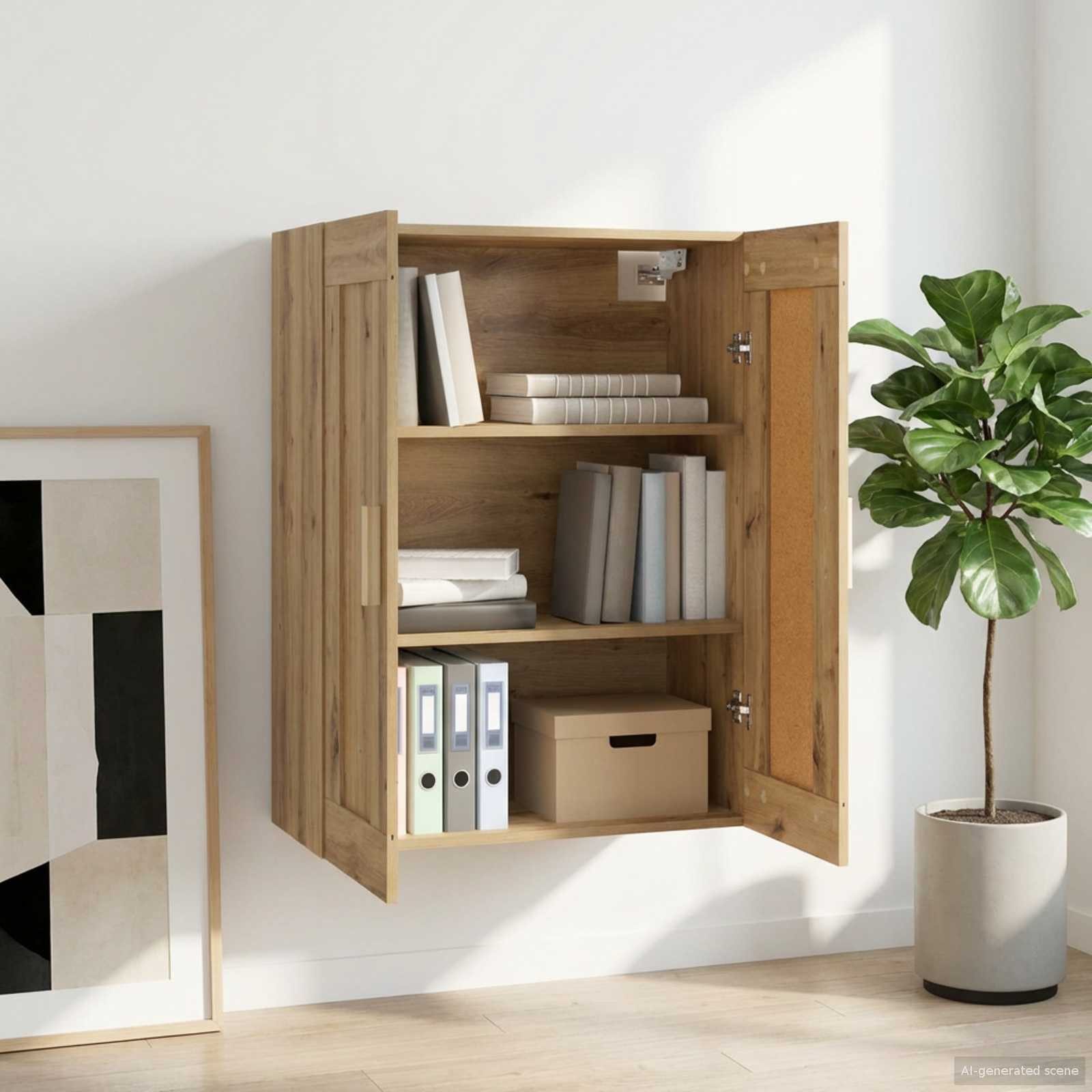 vidaXL Regal Wandschrank Wandhalterung Artisan-Eiche 69,5 x 34 x 90 cm, 1-tlg.