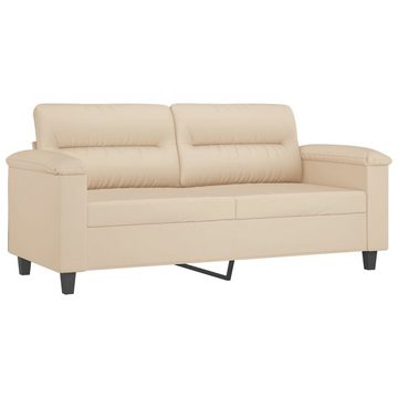 vidaXL Sofa 2-tlg. Sofagarnitur mit Kissen Creme Mikrofasergewebe