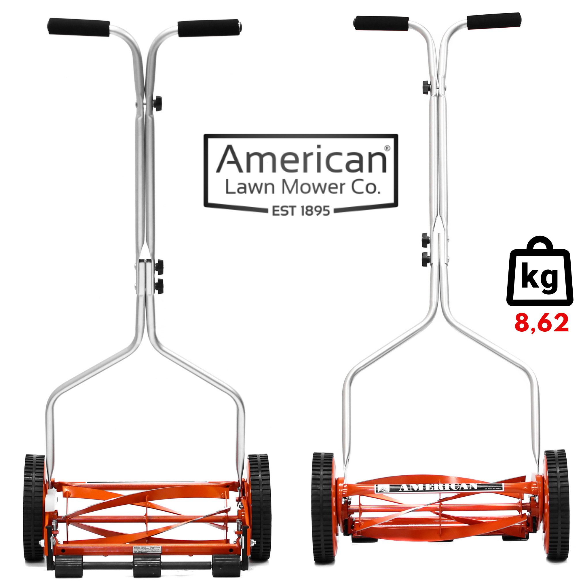 American Lawn Mower Company Spindelmäher 1204-14 Walzenmäher, 35,5 cm Schnittbreite, (Spar-Set, mit oder ohne Fangkorb), 4 Klingen Spindelrasenmäher mit oder ohne Fangkorb