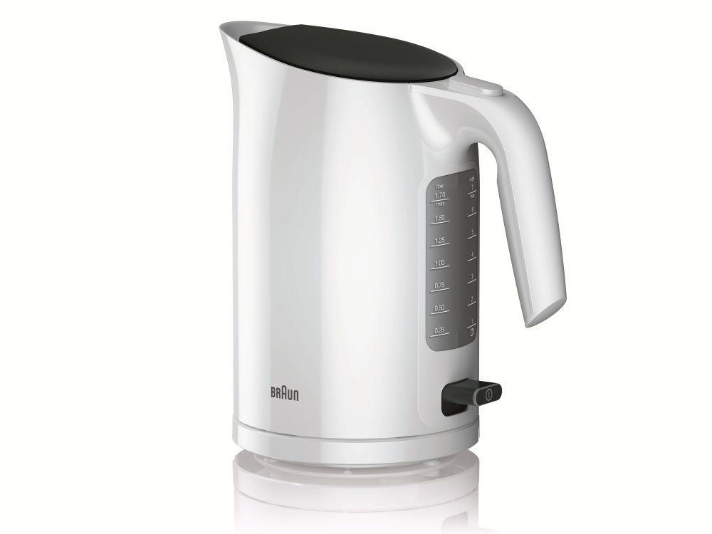 Braun Wasserkocher PurEase WK 3110 WH, 1.7 l, 3000 W, zwei Wasserstandsanzeigen, Schnellkochsystem