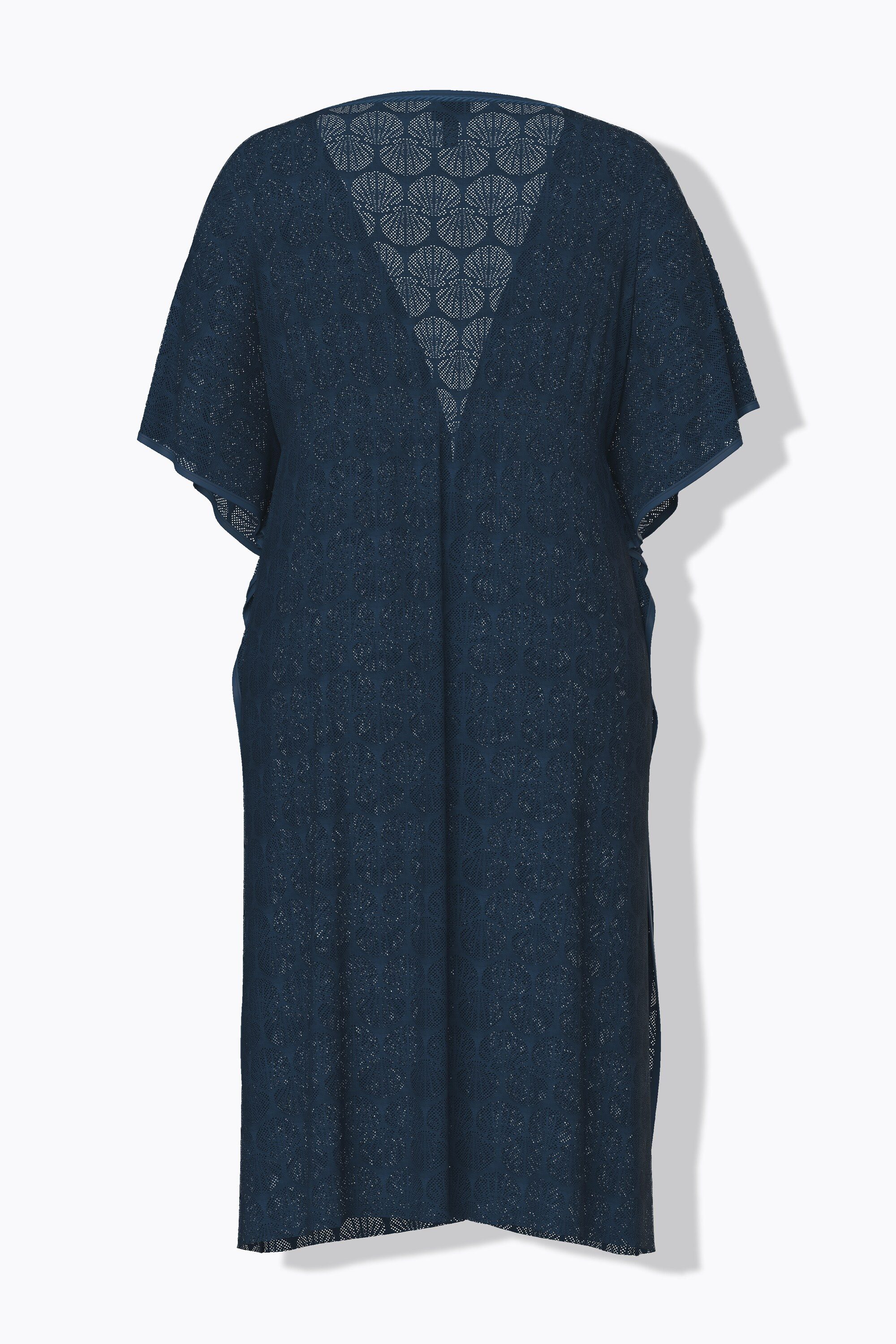 Ulla Popken Strandkleid Kaftan Muscheln V-Ausschnitt Satinband – Bild 4 von 5