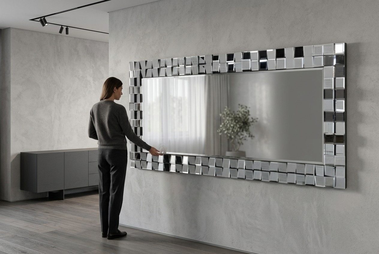 Xlmoebel Wandspiegel Grauer Glas Spiegel modern eleganter Wohnstil (1-St), Made in Europa