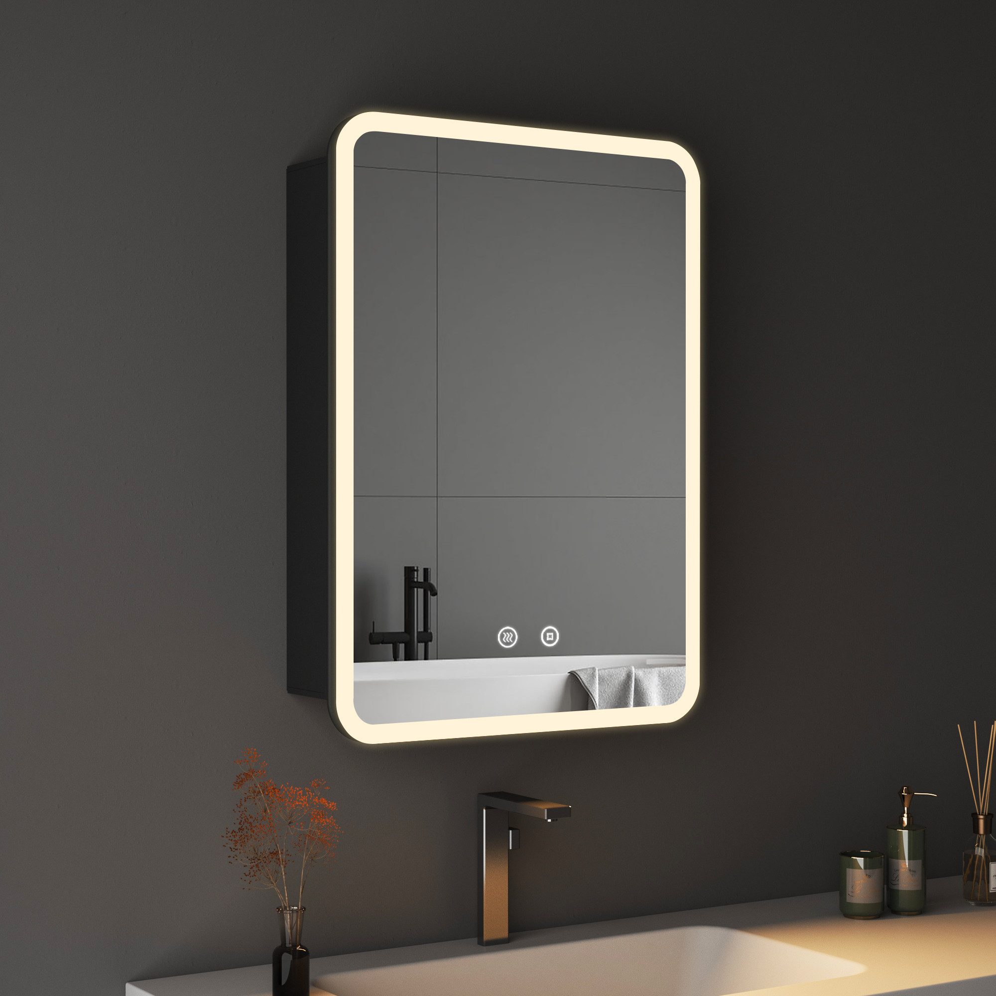 WDWRITTI Spiegelschrank mit beleuchtung 3Lichtmodi Dimmbar Badezimmerspiege günstig online kaufen