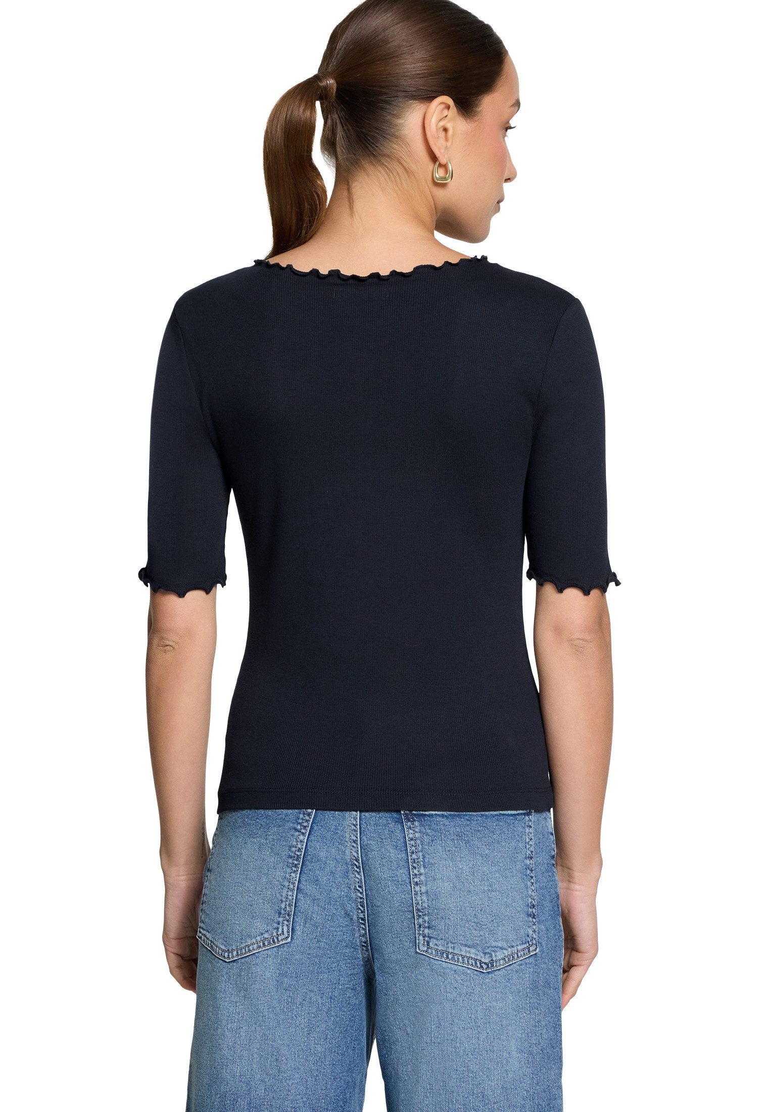 Zero 3/4-Arm-Shirt Damen mit Raffung (1-tlg) Raffung