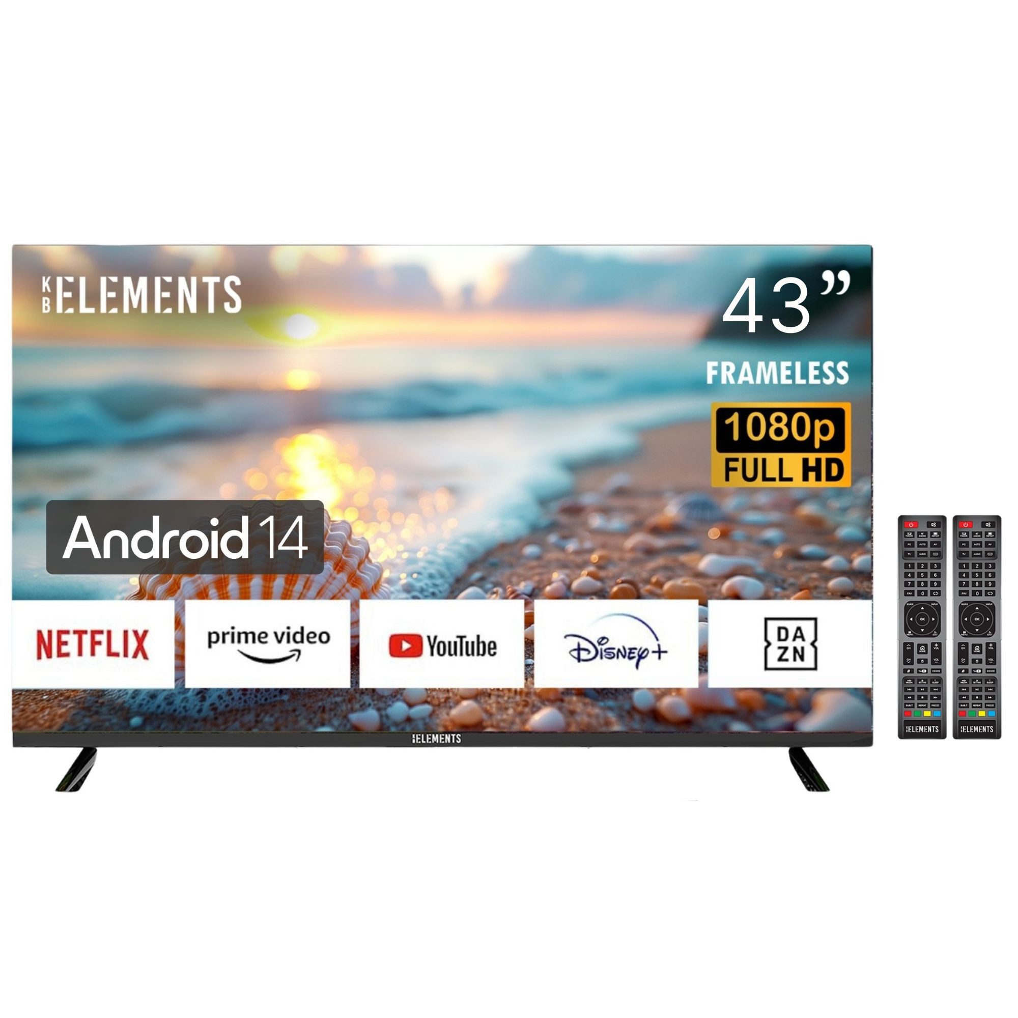 KB Elements ELT43DE14S LED-Fernseher (109 cm/43 Zoll, Full HD, Smart-TV, Android 14, 2 x Fernbedienungen)
