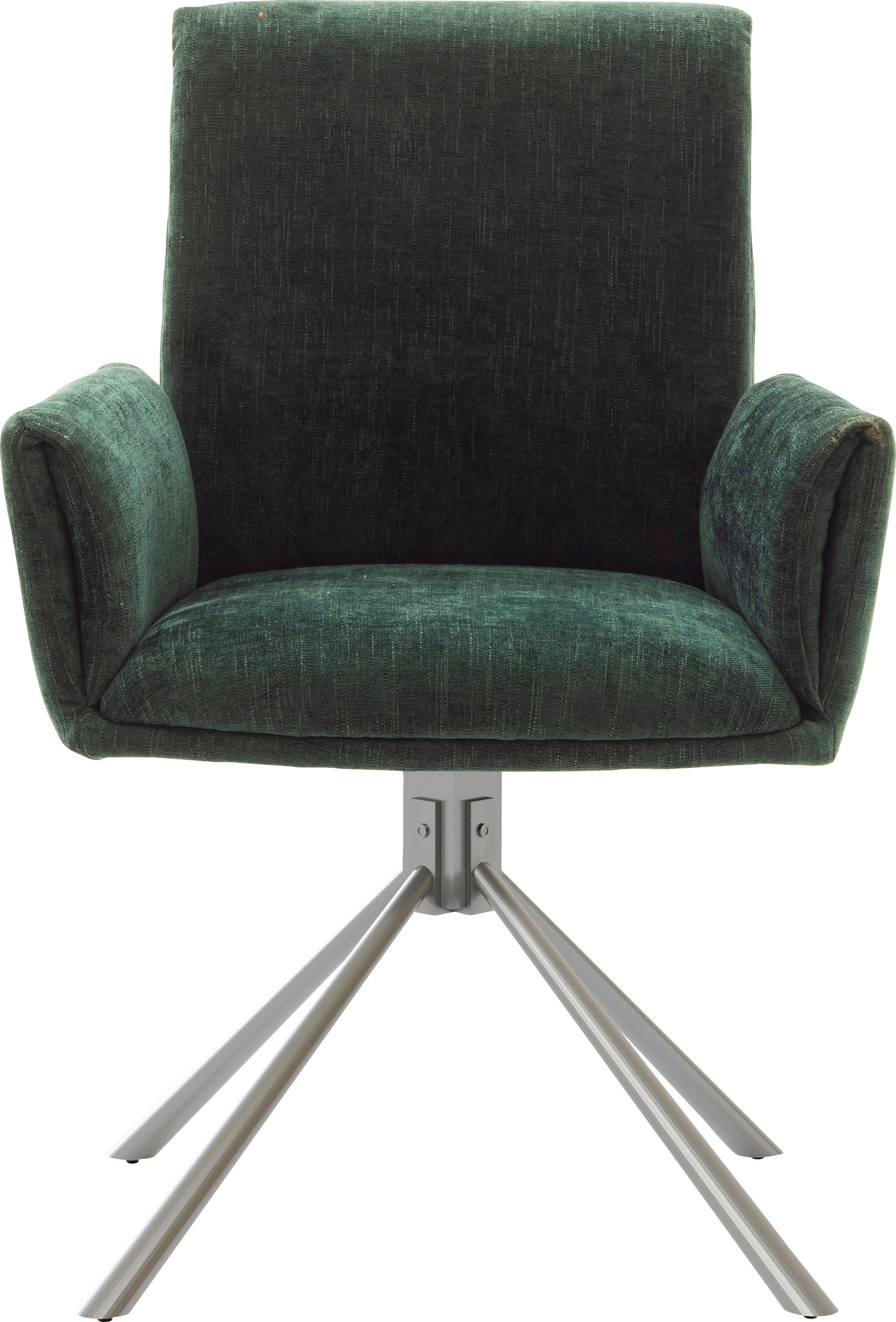 MCA furniture 4-Fußstuhl gebürstet Nivellierung, | in Stoffbezug Chenille Edelstahl 180°drehbar Boulder, Optik Olive mit