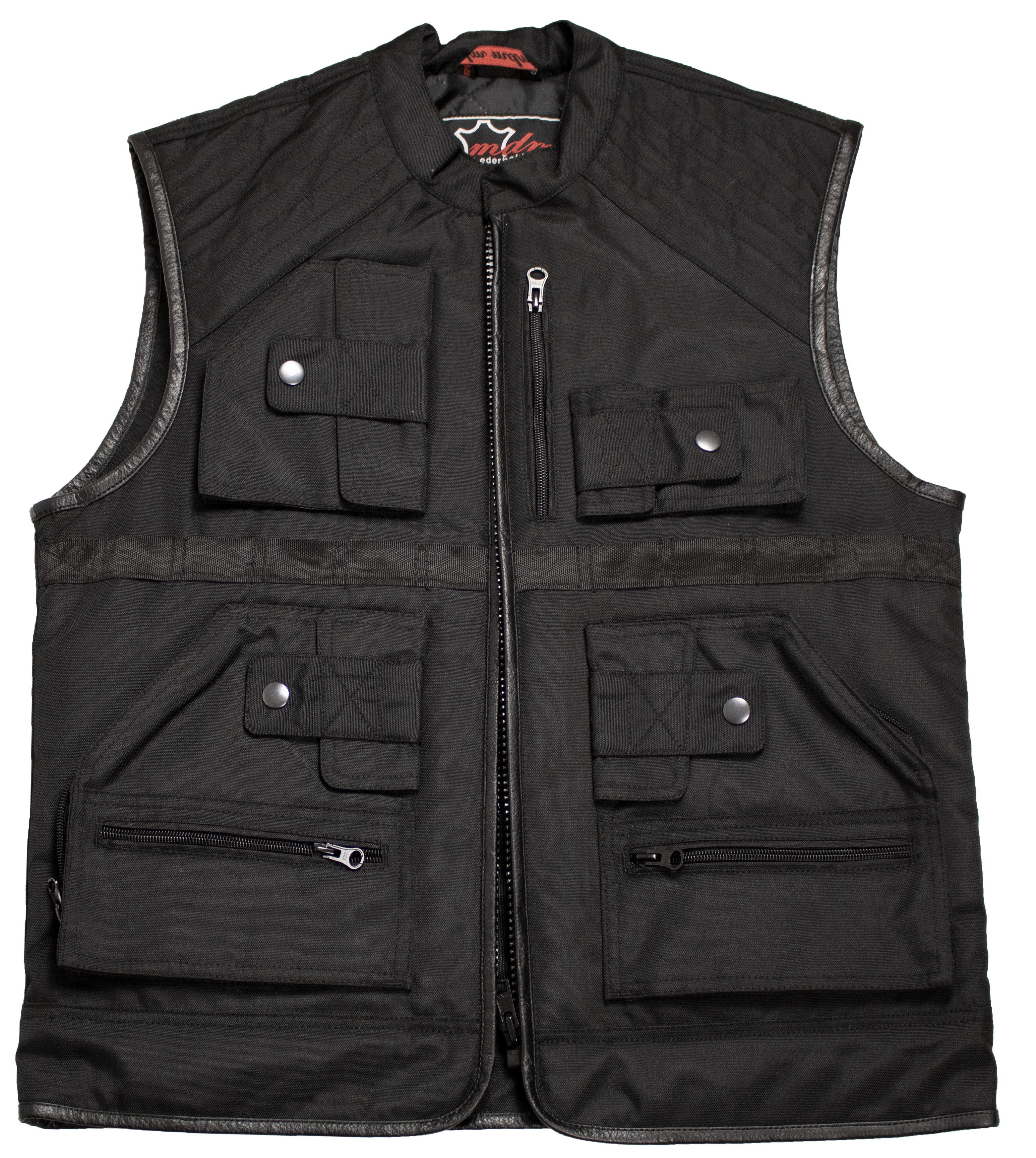 MDM Anglerweste Herren Textil Weste Outdoor Weste MDM9205 Taktische Weste in Schwarz mit Vielen Taschen