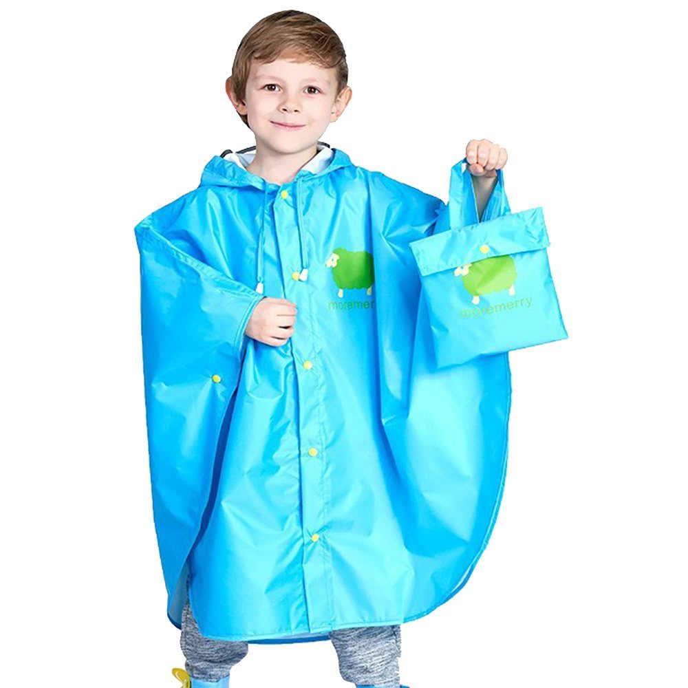 GelldG Regenmantel Kinder Regencape Regenfest, tragbare Faltbare Regenmantel Regenponcho blau(L)