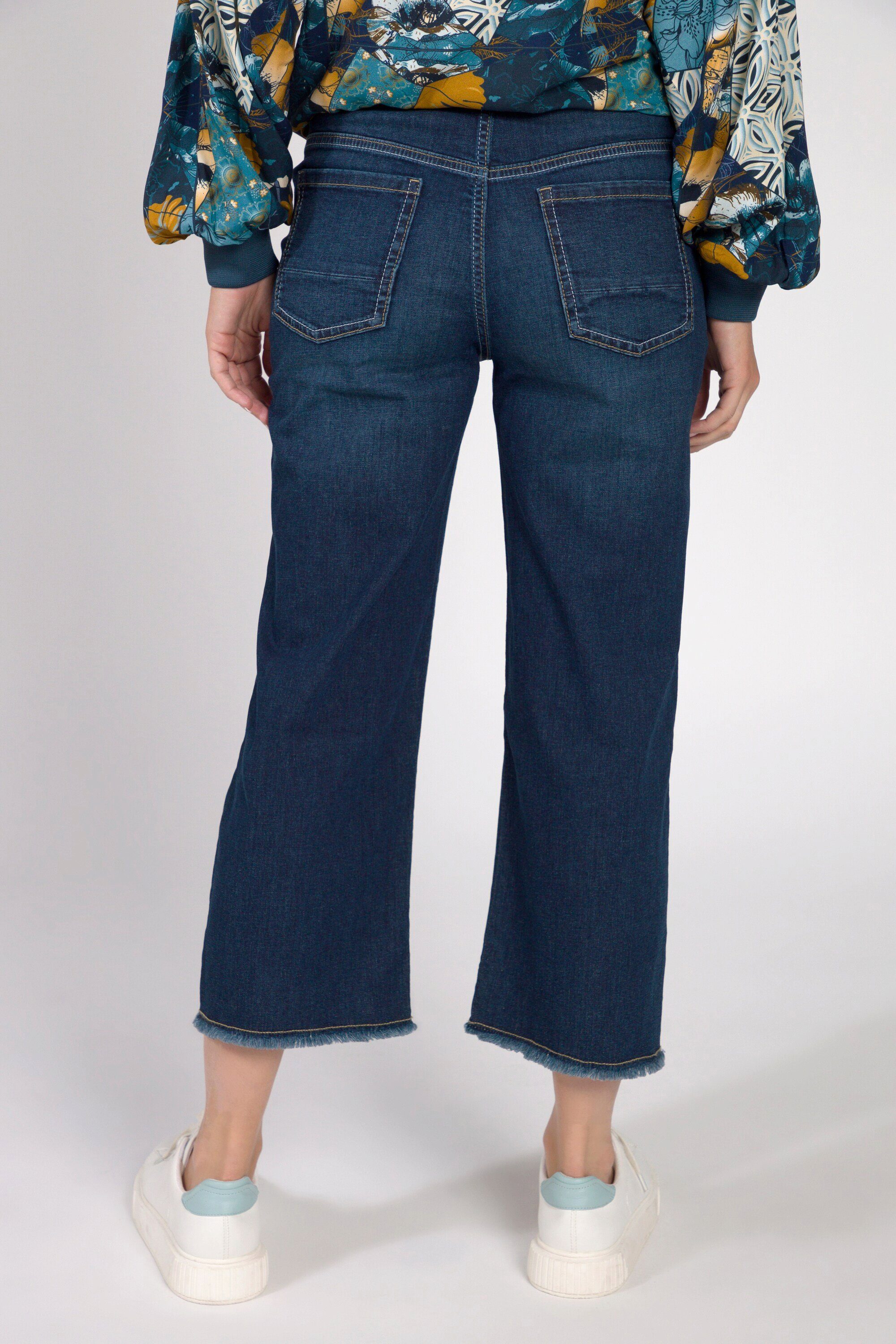 Gina Laura Regular-fit-Jeans Jeans-Culotte weites Bein 5-Pocket Fransensaum