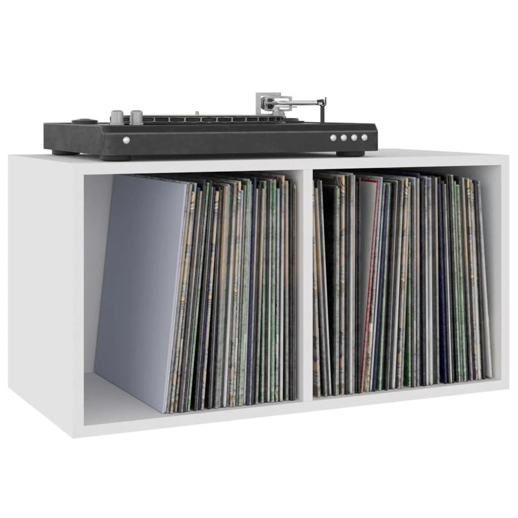 vidaXL Aufbewahrungsbox Schallplatten-Aufbewahrungsbox Holzwerkstoff St) (1 71x34x36 cm Weiß