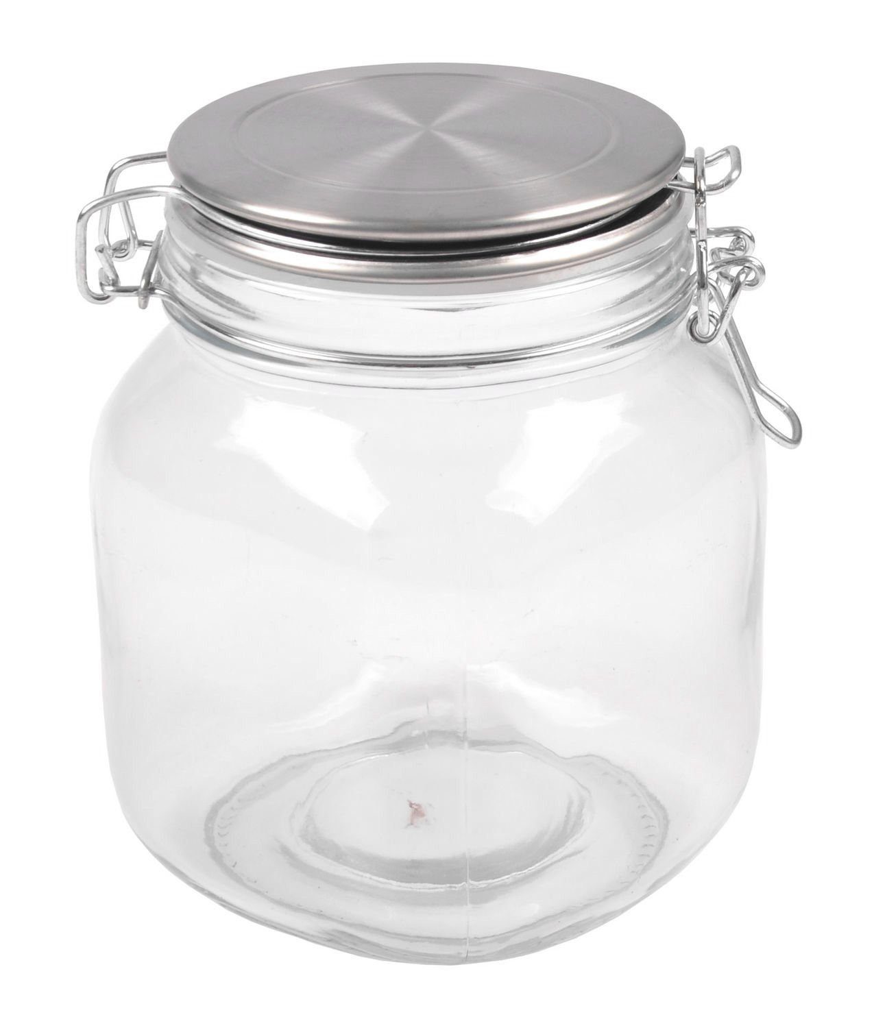 BURI Vorratsdose Drahtbügelglas 1L Edelstahl-Deckel Aufbewahrungsglas V, Vorratsglas mit Glas