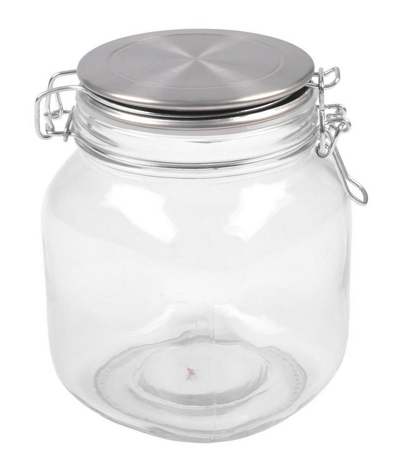 BURI Vorratsdose Drahtbügelglas 1L mit Edelstahl-Deckel Vorratsglas  Aufbewahrungsglas V, Glas