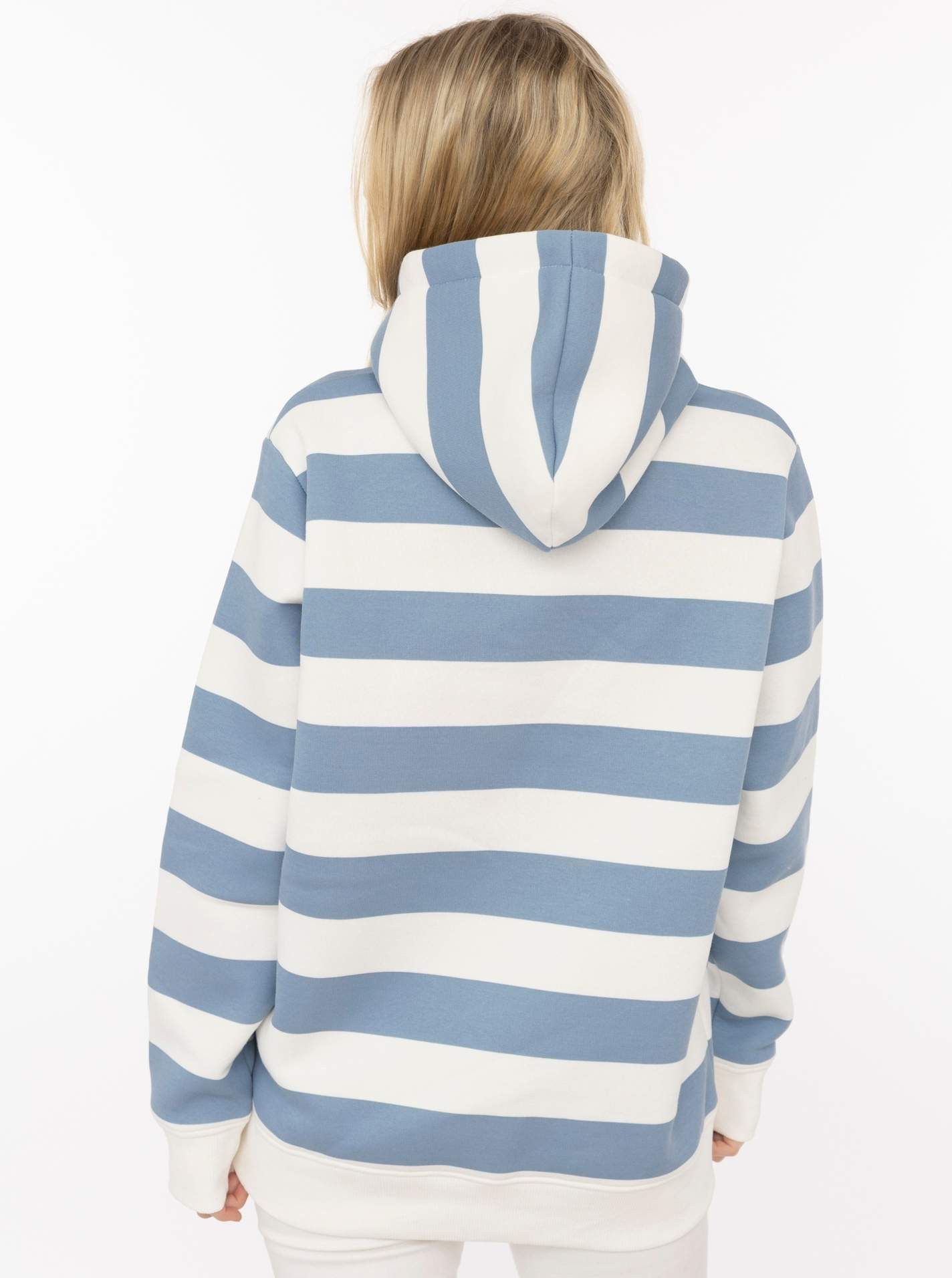 Zwillingsherz Hoodie "Immer am Strand" breite Streifen, gestickter Anker,Schriftzug, Kapuze, Kängurutasche – Bild 3 von 5