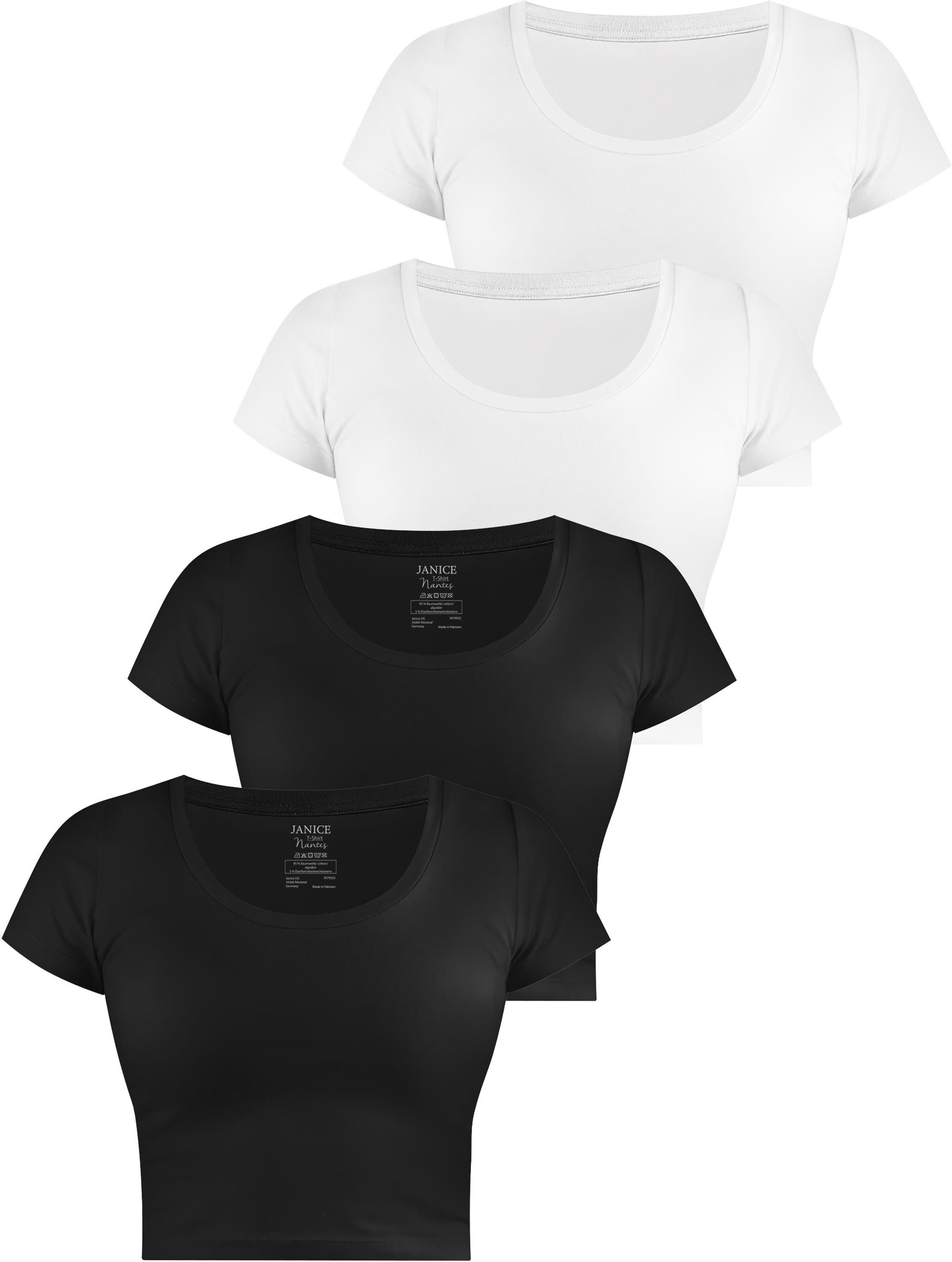 Kurzarmshirt 4 x Damen crop T-Shirt Nantes