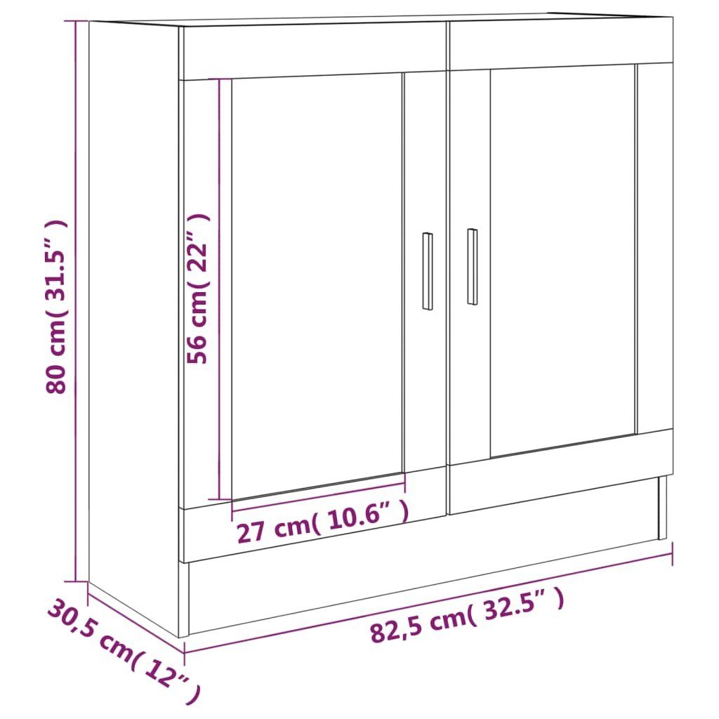 Vitrinenschrank Holzwerkstoff Braun vidaXL 82,5x30,5x80cm Weiß Bücherregal Eichen-Optik