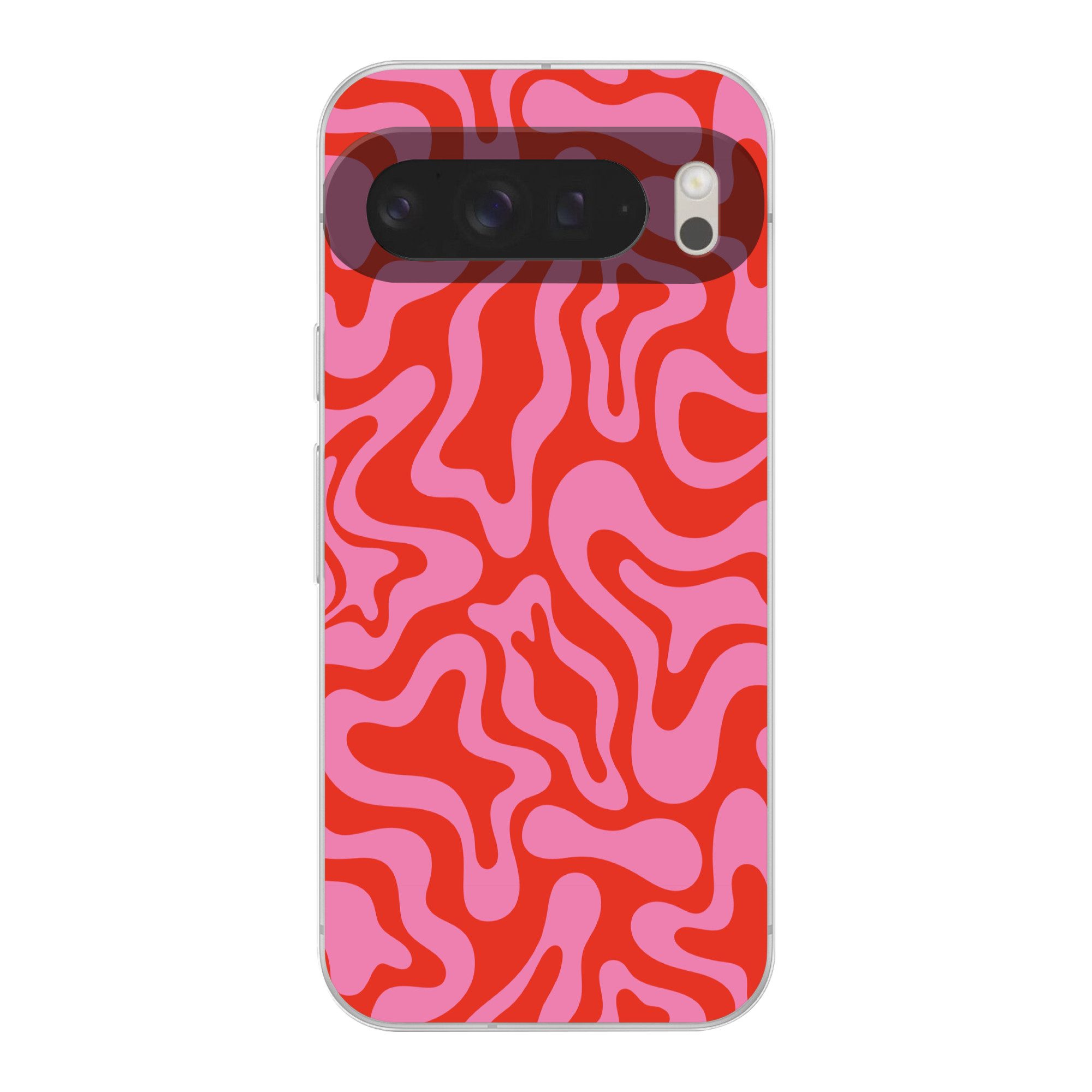 MuchoWow Handyhülle für Google Pixel 9 Pro XL Abstrakt - Muster - Rot - Rosa - Minimalisti, Handy Case, Silikon, Bumper Case Dünn