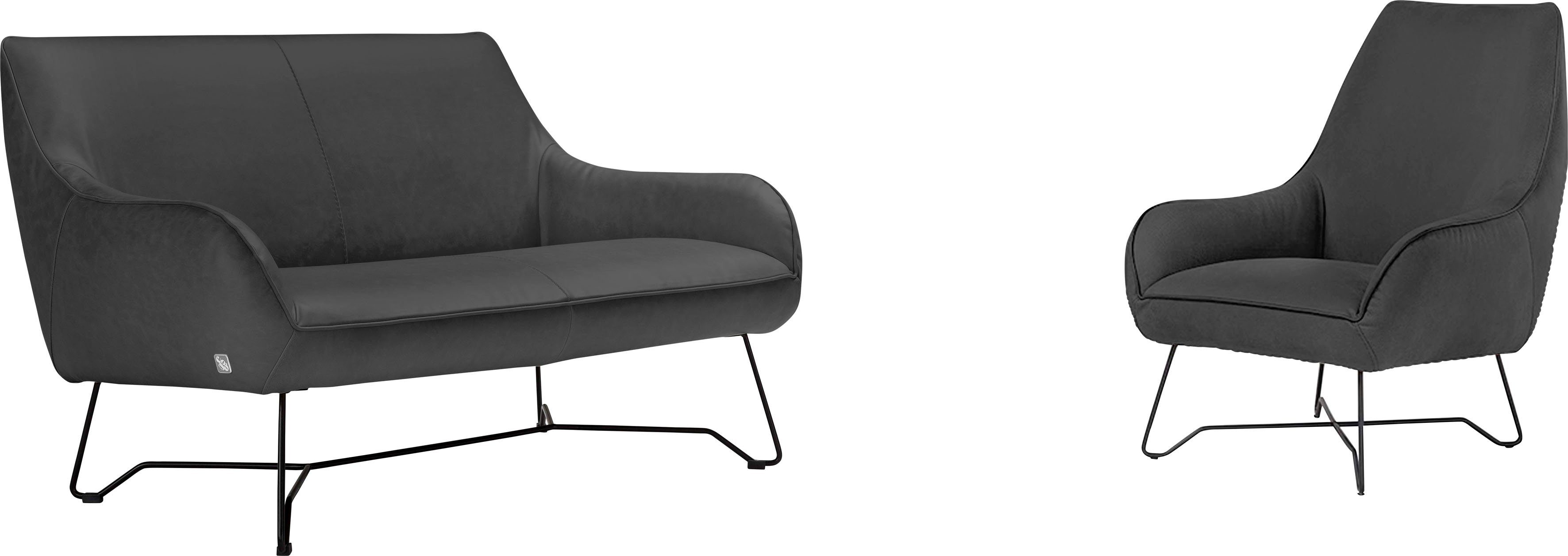 Egoitaliano Polstergarnitur Namy, Designobjekt mit hohem Sitzkomfort und toller Detailverarbeitung, Set aus 2-Sitzer und Sessel, edles Metallgestell